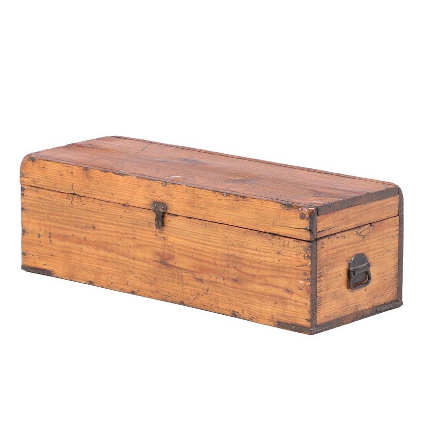 American Primitive Pine Tool Chest with Handsaw, Late 19th/Early 20th Century