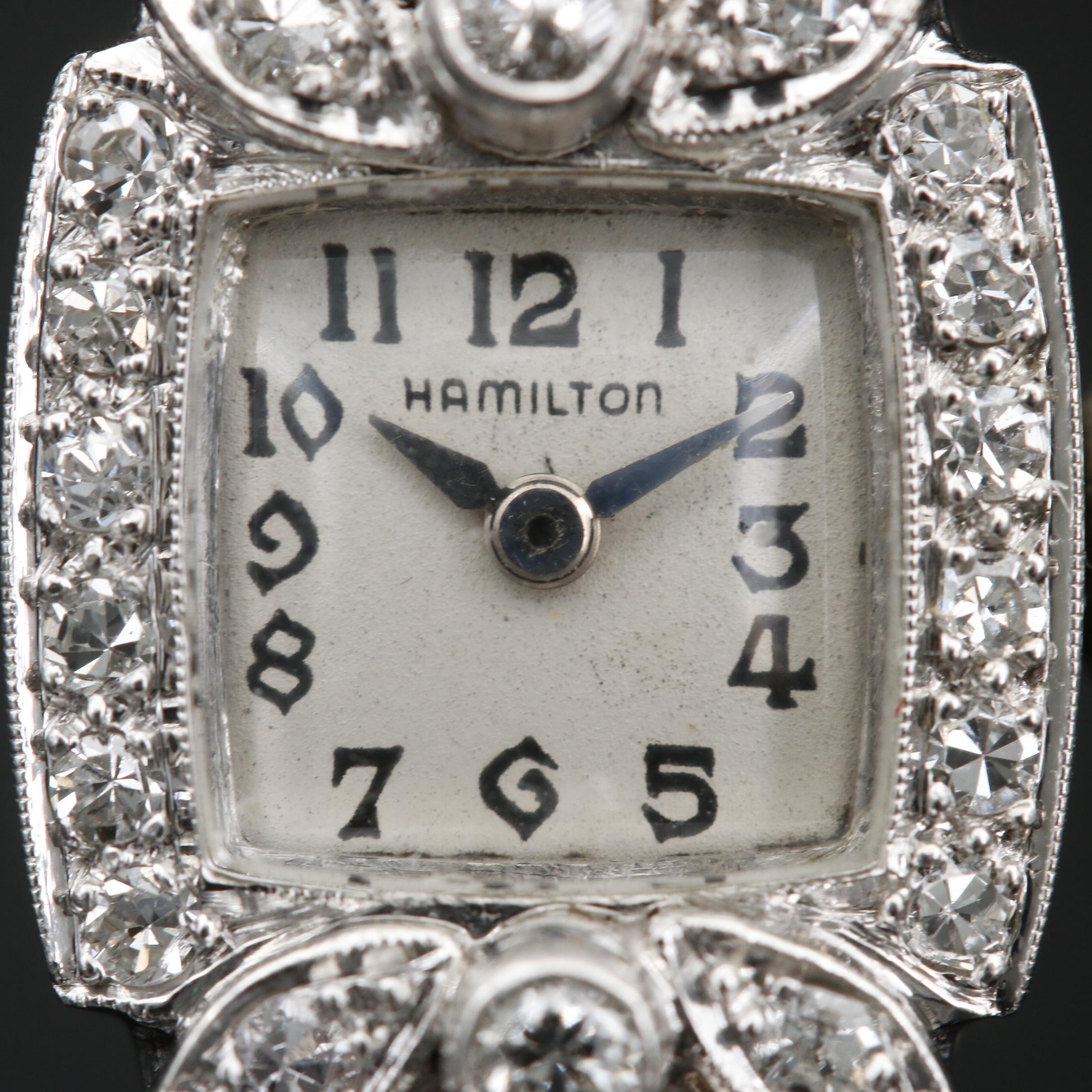 Platinum and 1.82 CTW Diamond Hamilton Stem Wind Watch