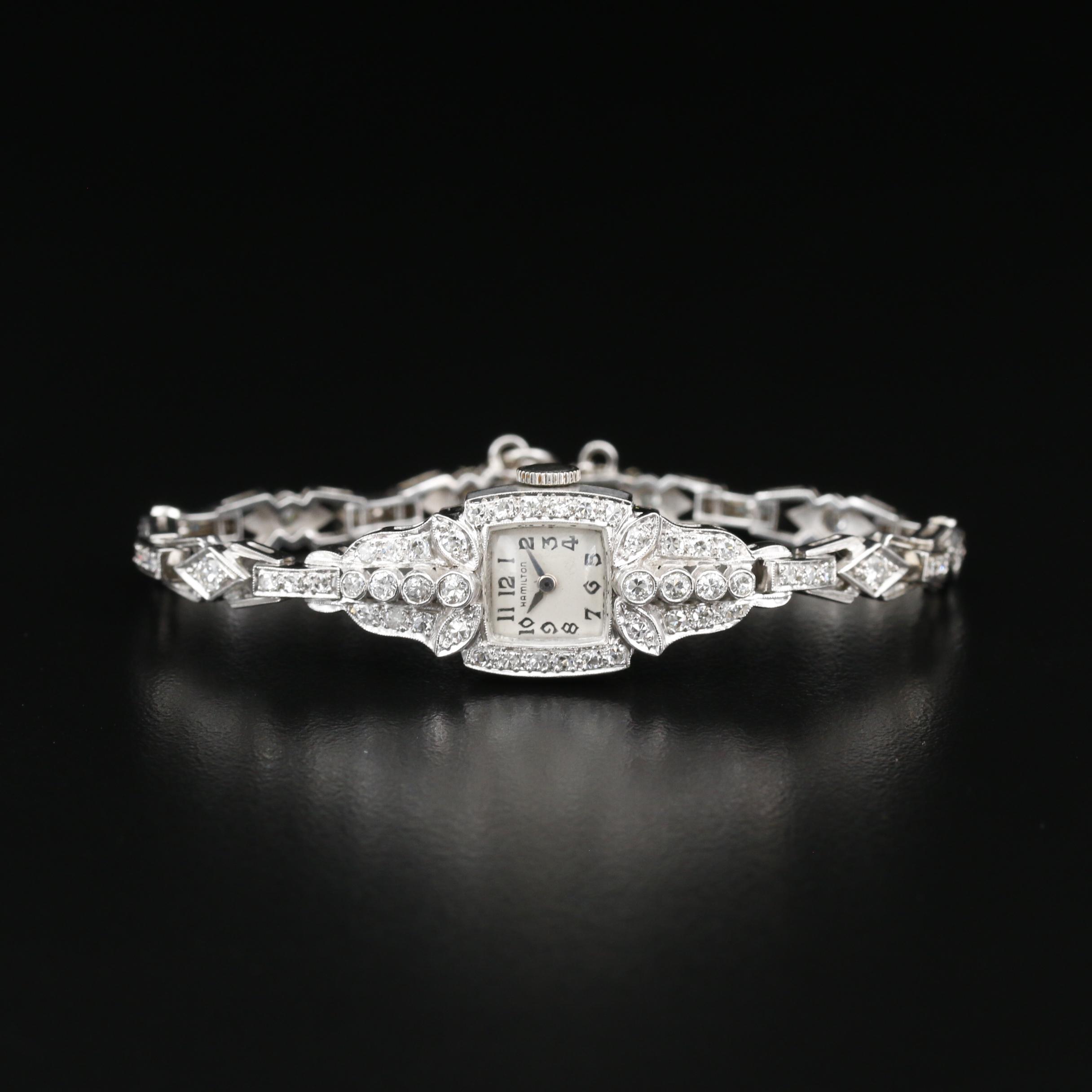 Platinum and 1.82 CTW Diamond Hamilton Stem Wind Watch