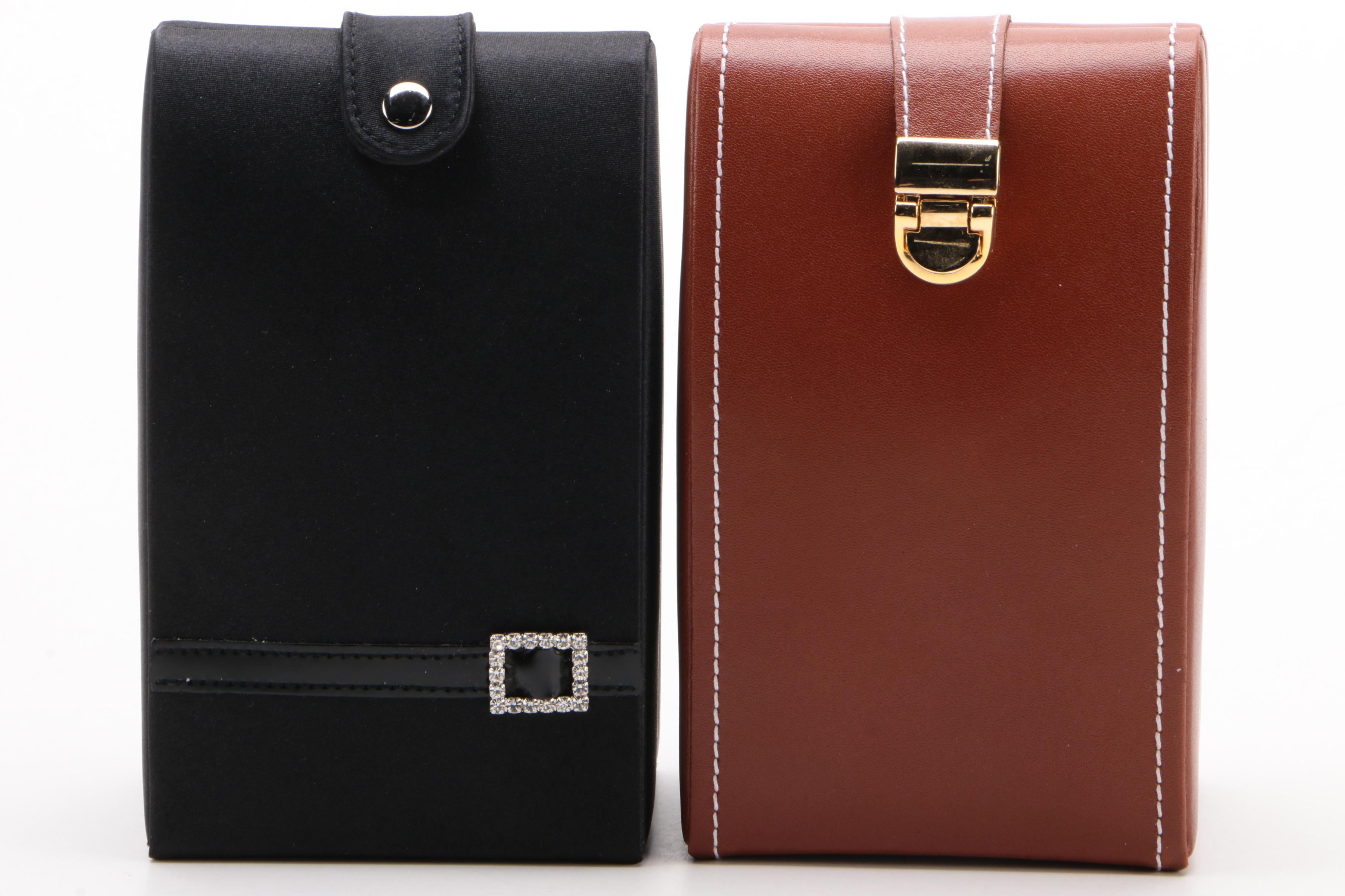 Jeun Bang Travel Faux Leather and Fabric Jewelry Cases