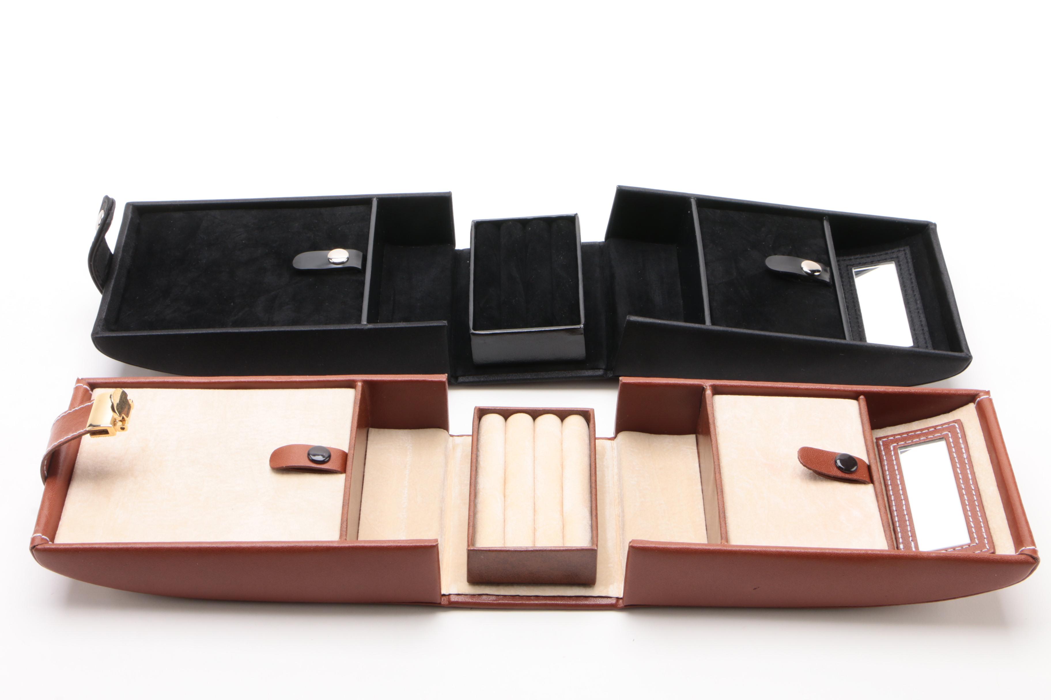 Jeun Bang Travel Faux Leather and Fabric Jewelry Cases