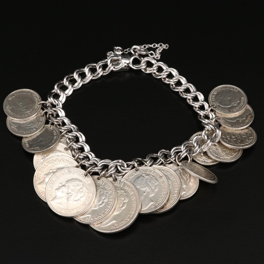 Sterling Silver Bracelet with Netherlands Coins