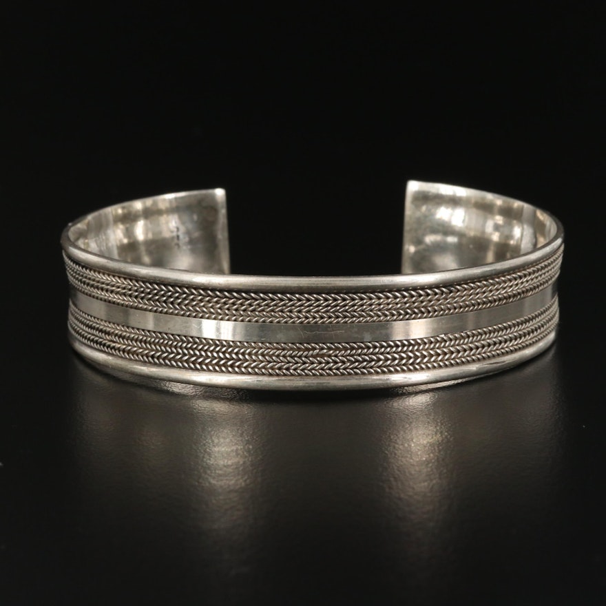 Sterling Silver Cuff with Woven Motif