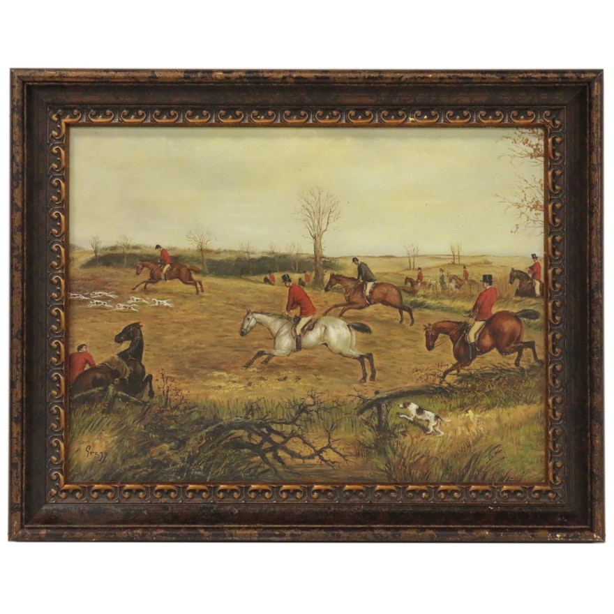 Oil Painting of Fox Hunt, 20th Century