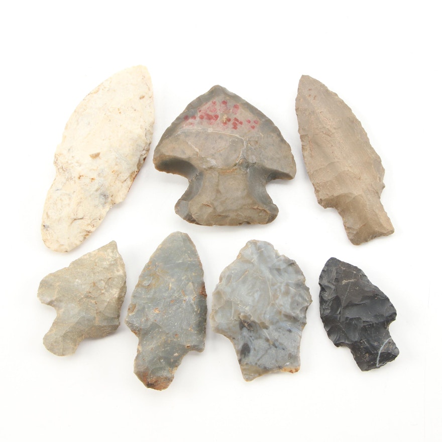 Seven Arrowheads and Projectile Points