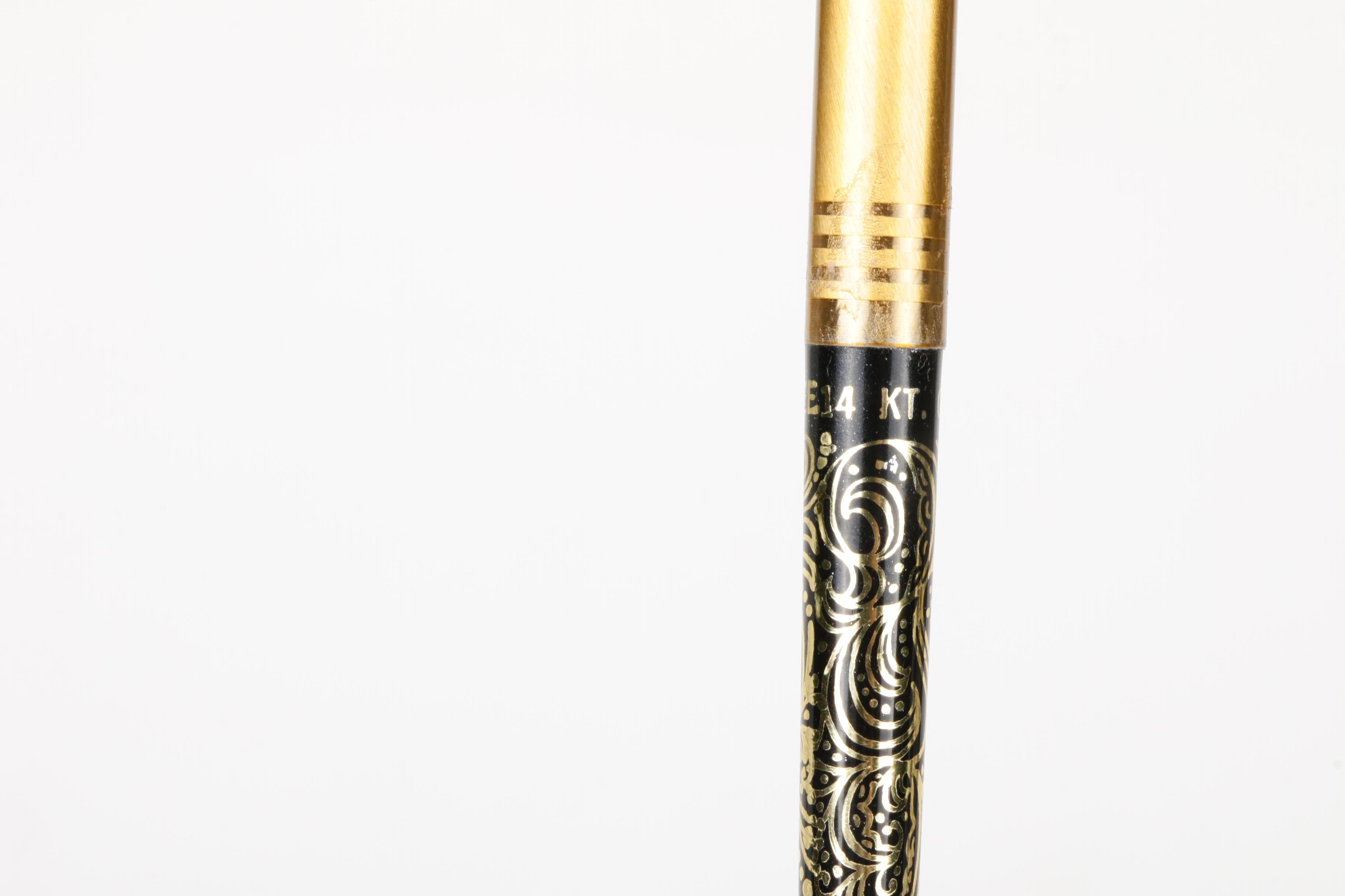 Chanel No. 5 and Arpege 14K Gold Filigree Perfumed Pen Set, Vintage