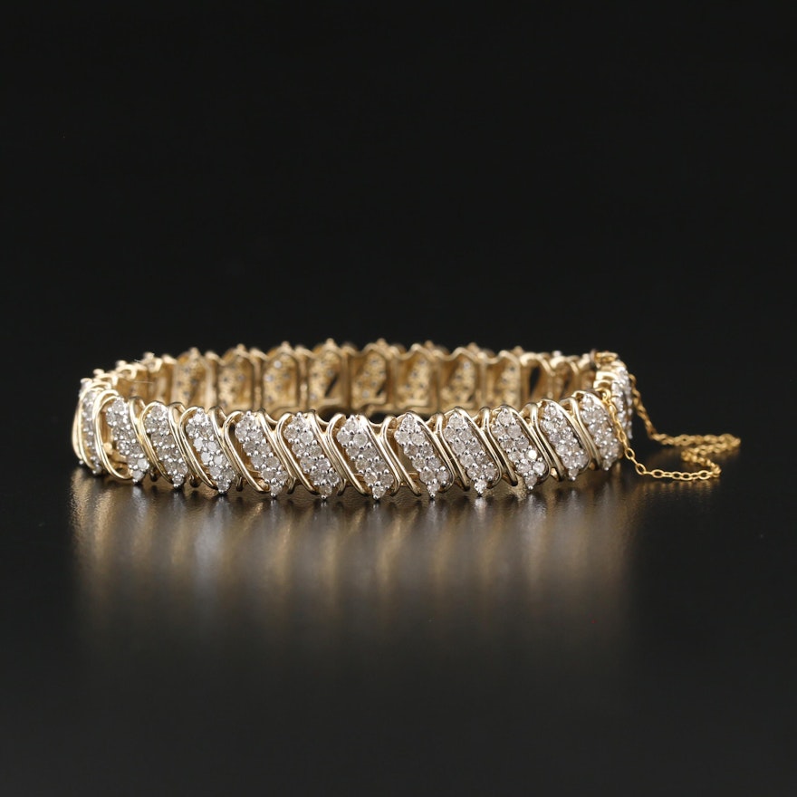 10K 5.07 CTW Diamond Fancy Link Bracelet