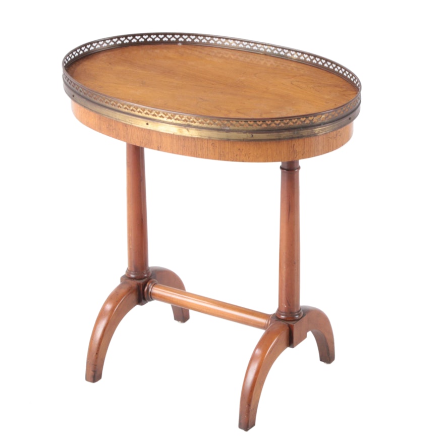 Baker Furniture Ash and Brass-Galleried Side Table
