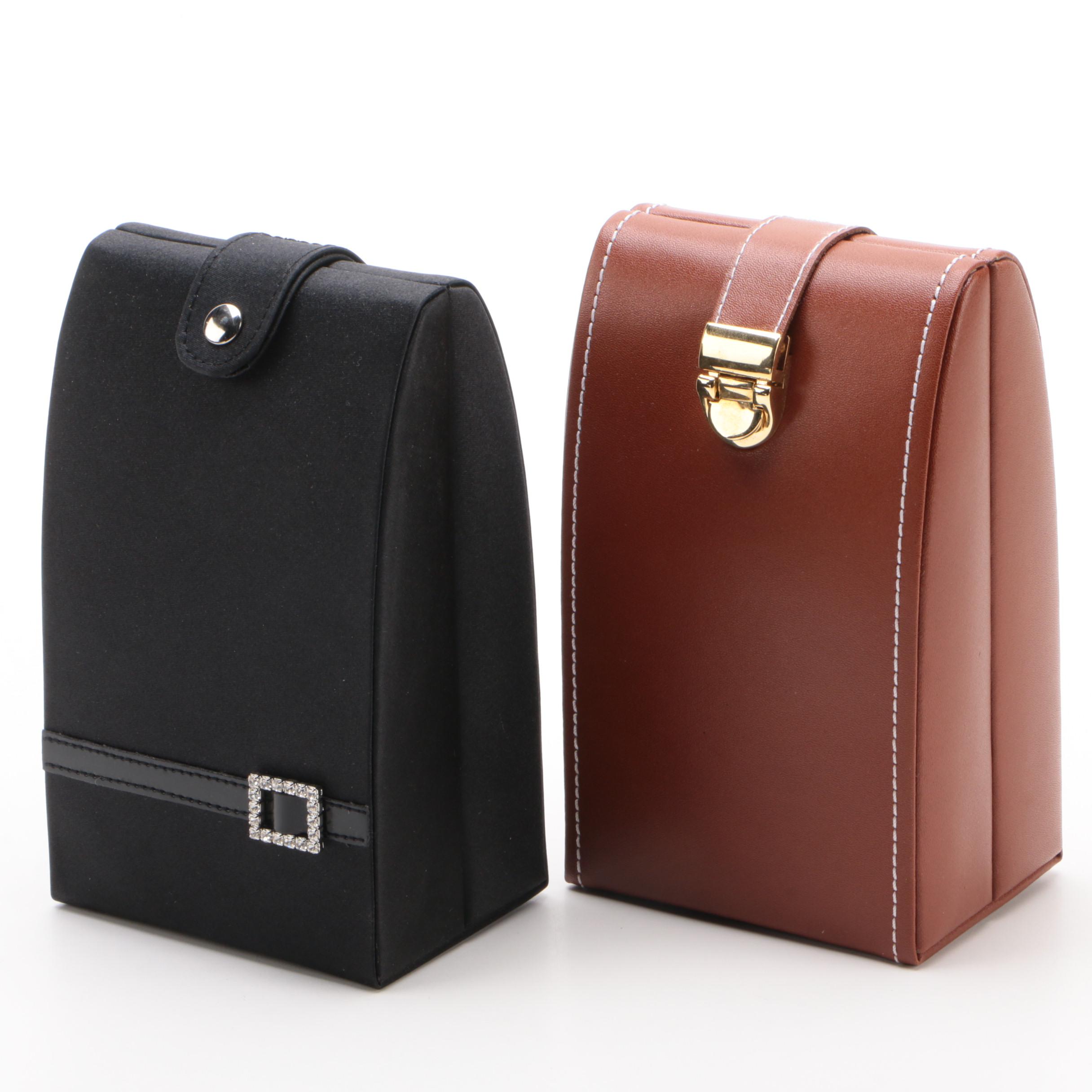 Jeun Bang Faux Leather and Fabric Folding Jewelry Boxes