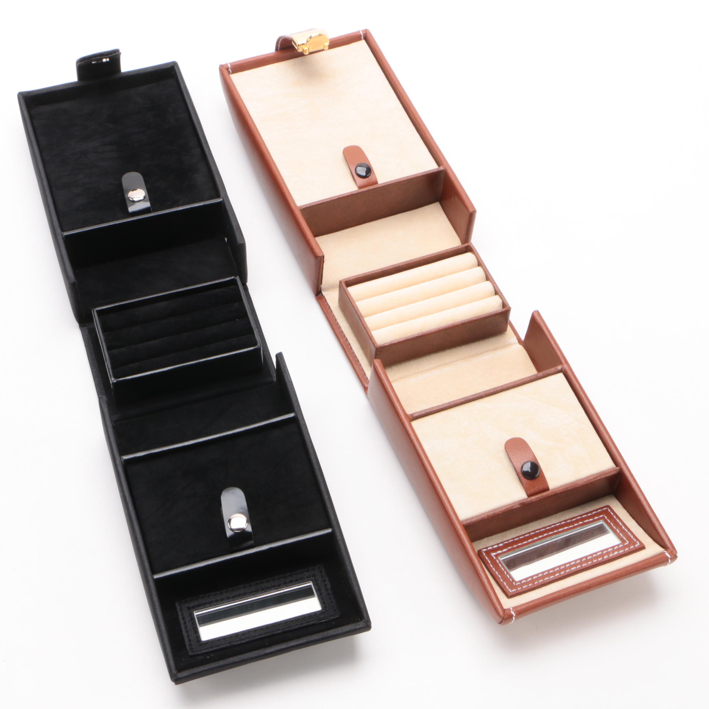 Jeun Bang Faux Leather and Fabric Folding Jewelry Boxes