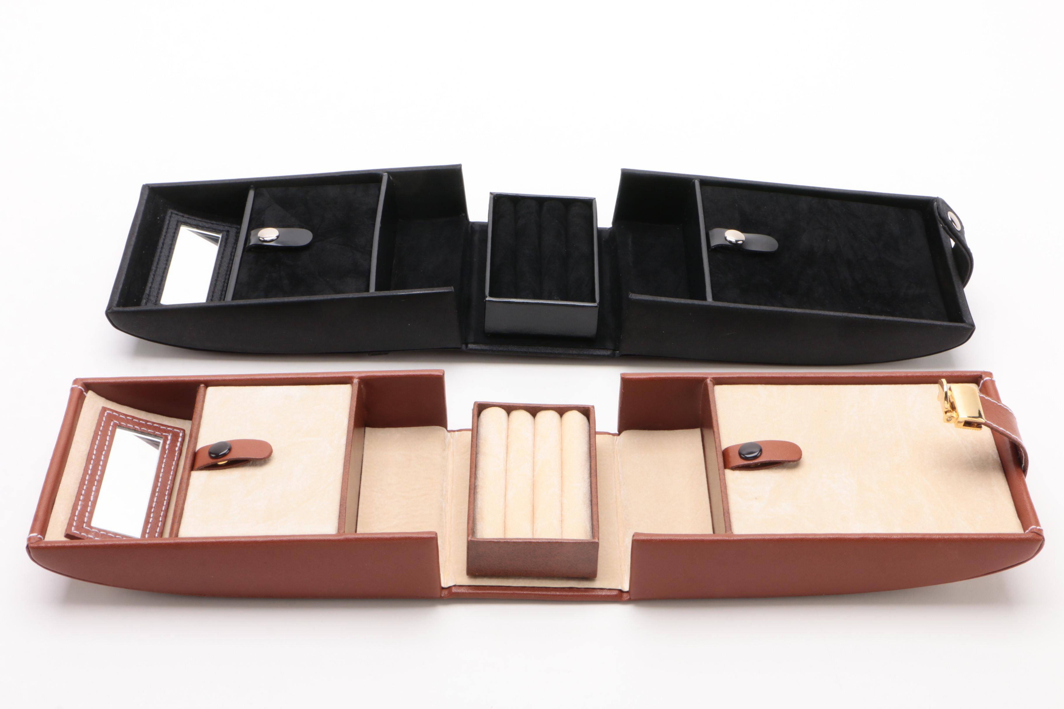 Jeun Bang Faux Leather and Fabric Folding Jewelry Boxes
