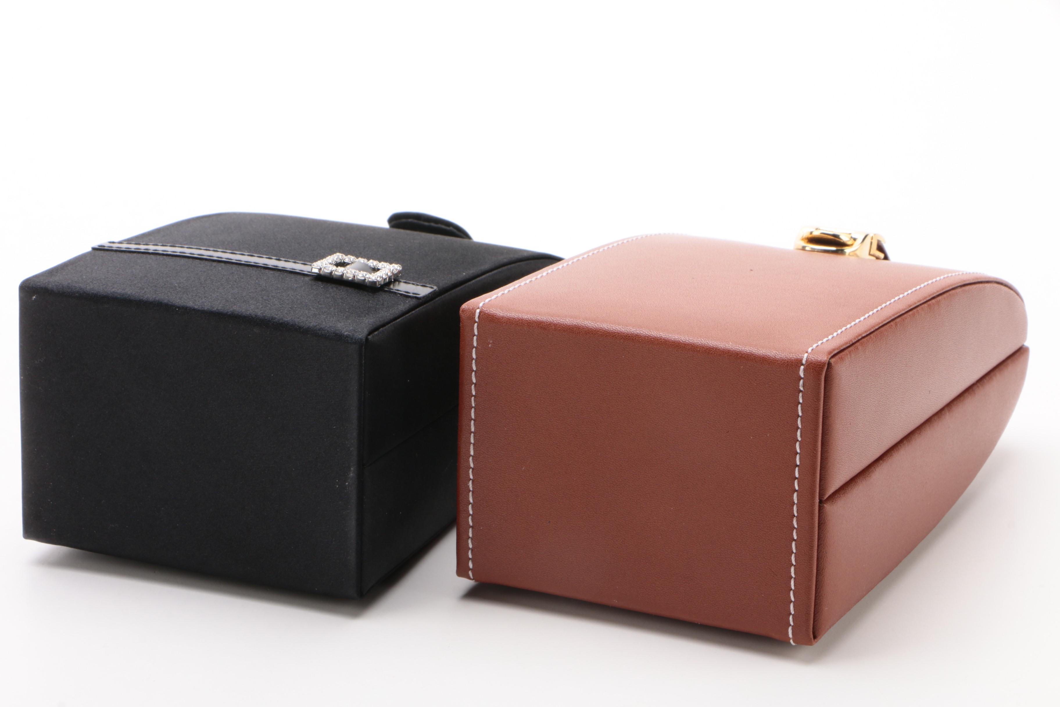 Jeun Bang Faux Leather and Fabric Folding Jewelry Boxes
