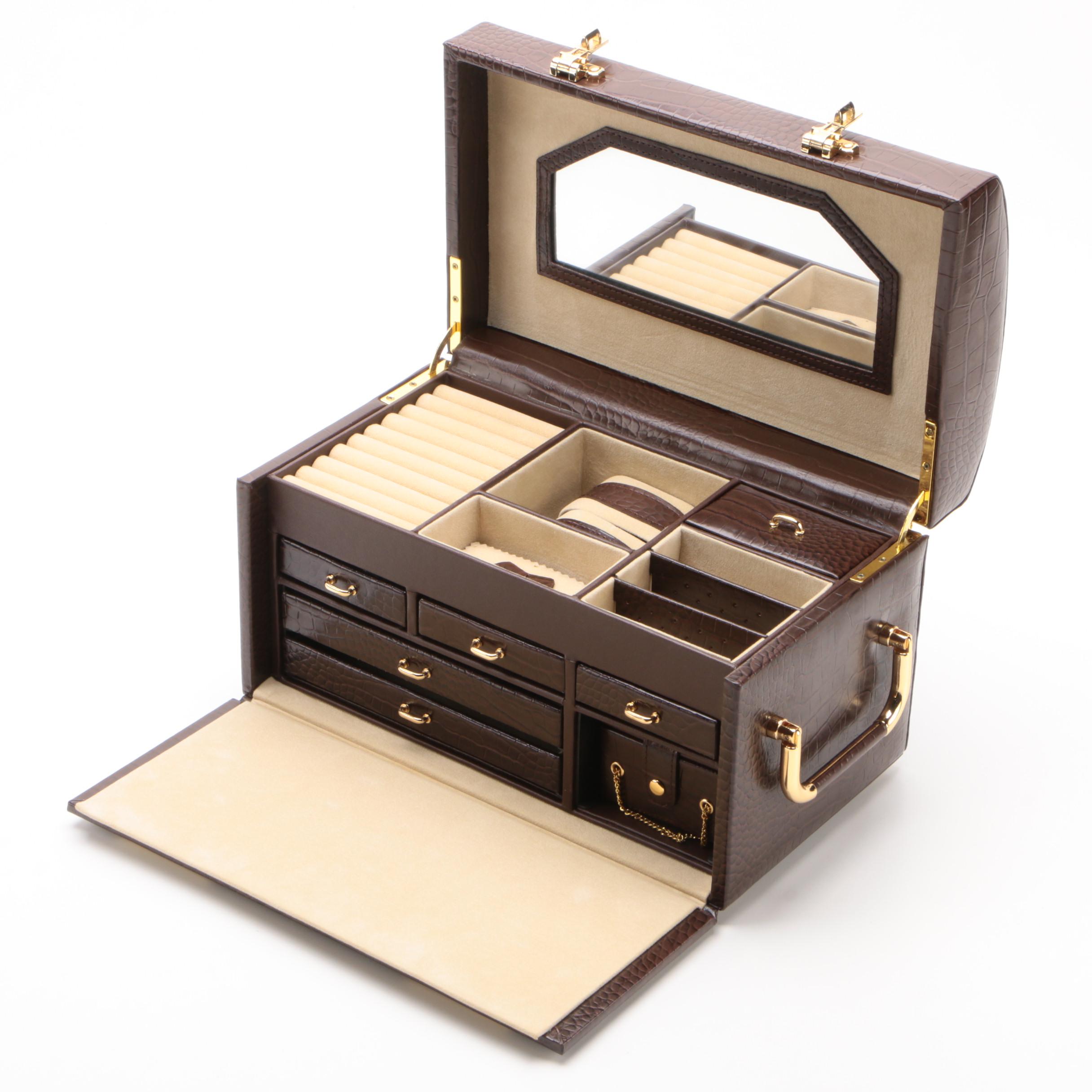 Collectives Embossed Croc Bonded Leather Jewelry Case