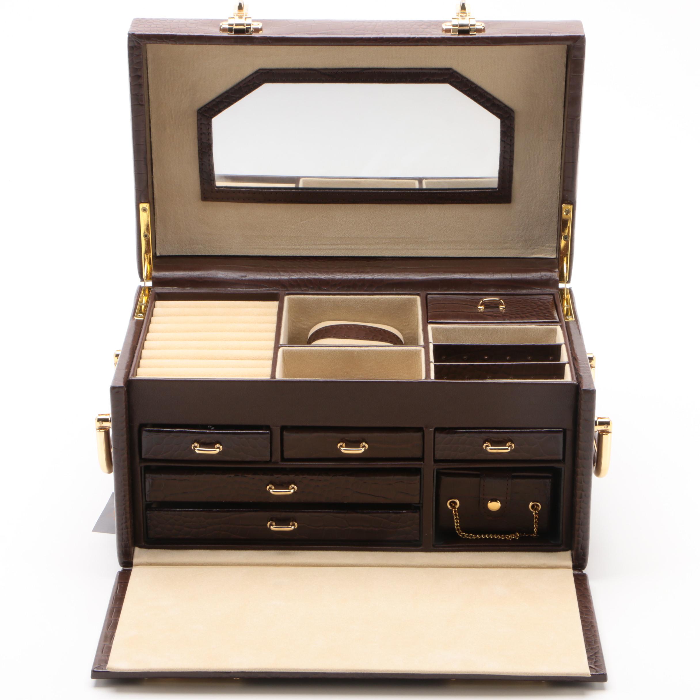 Collectives Embossed Croc Bonded Leather Jewelry Case