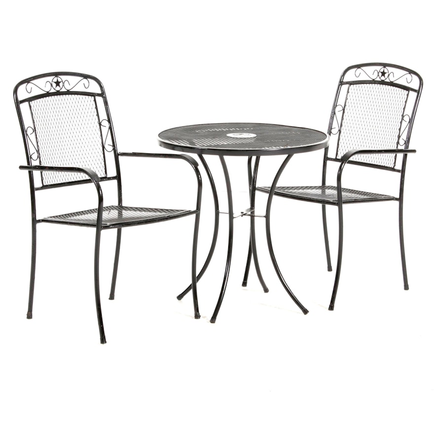 Metal Mesh Patio Bistro Table and Chairs, Late 20th Century