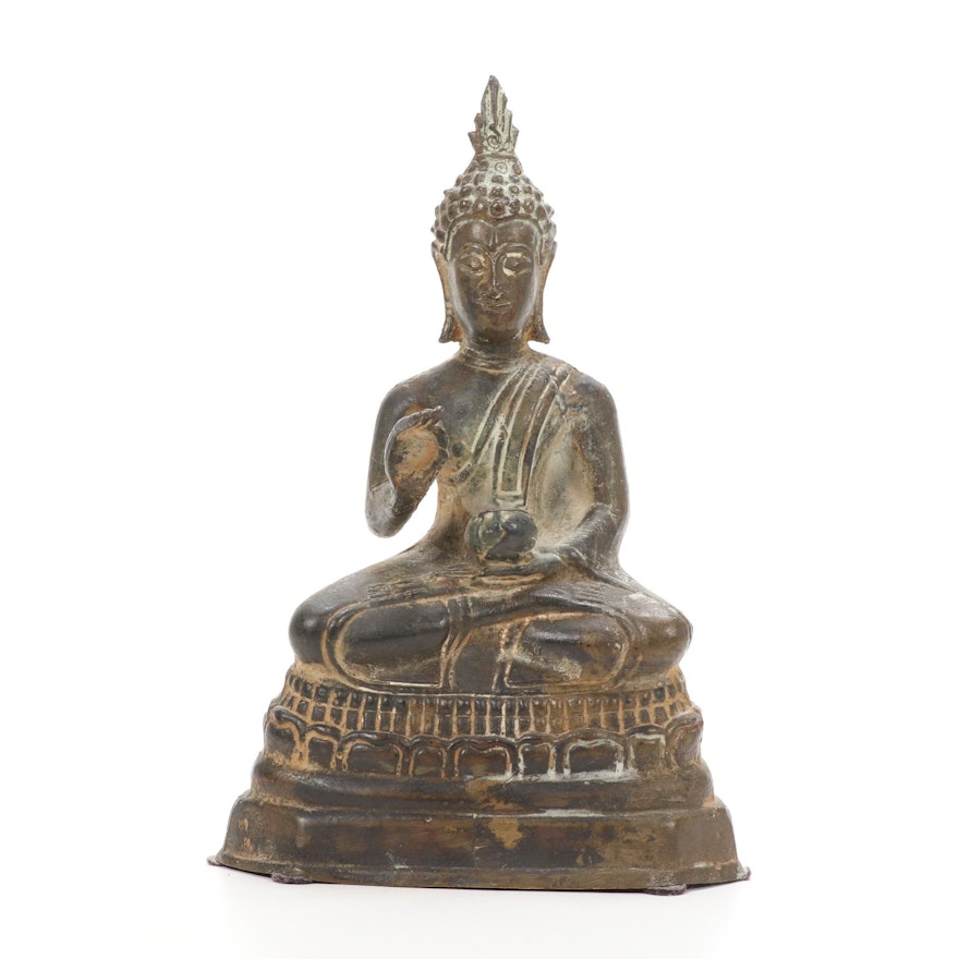 Thai Seated Buddha Bronze Figurine