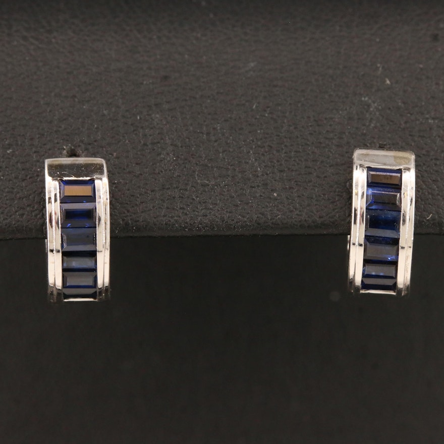 14K Sapphire Huggie Earrings