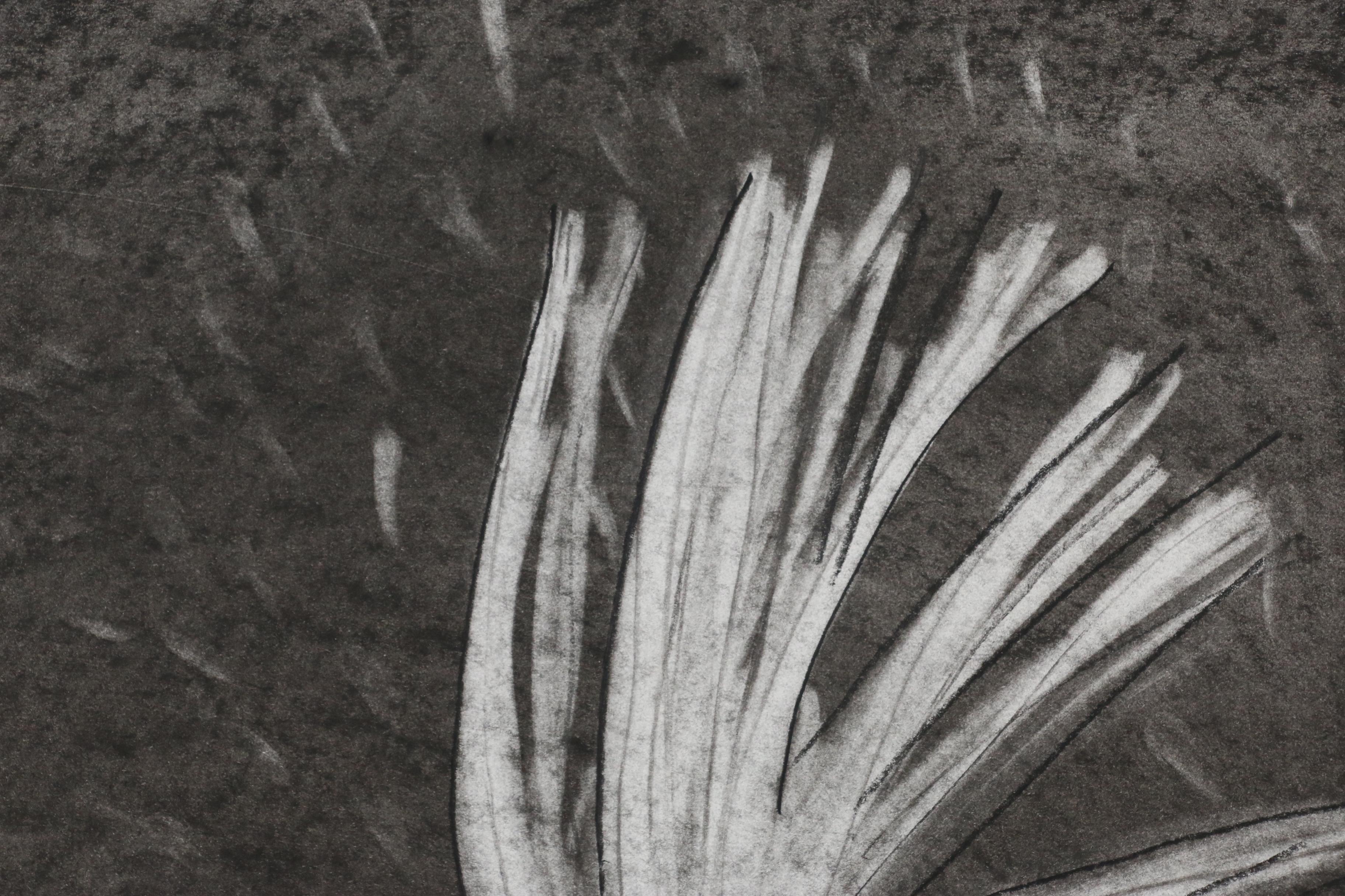 Charlie Wallace Naive Charcoal Portrait Drawing of Andy Warhol, 21st Century