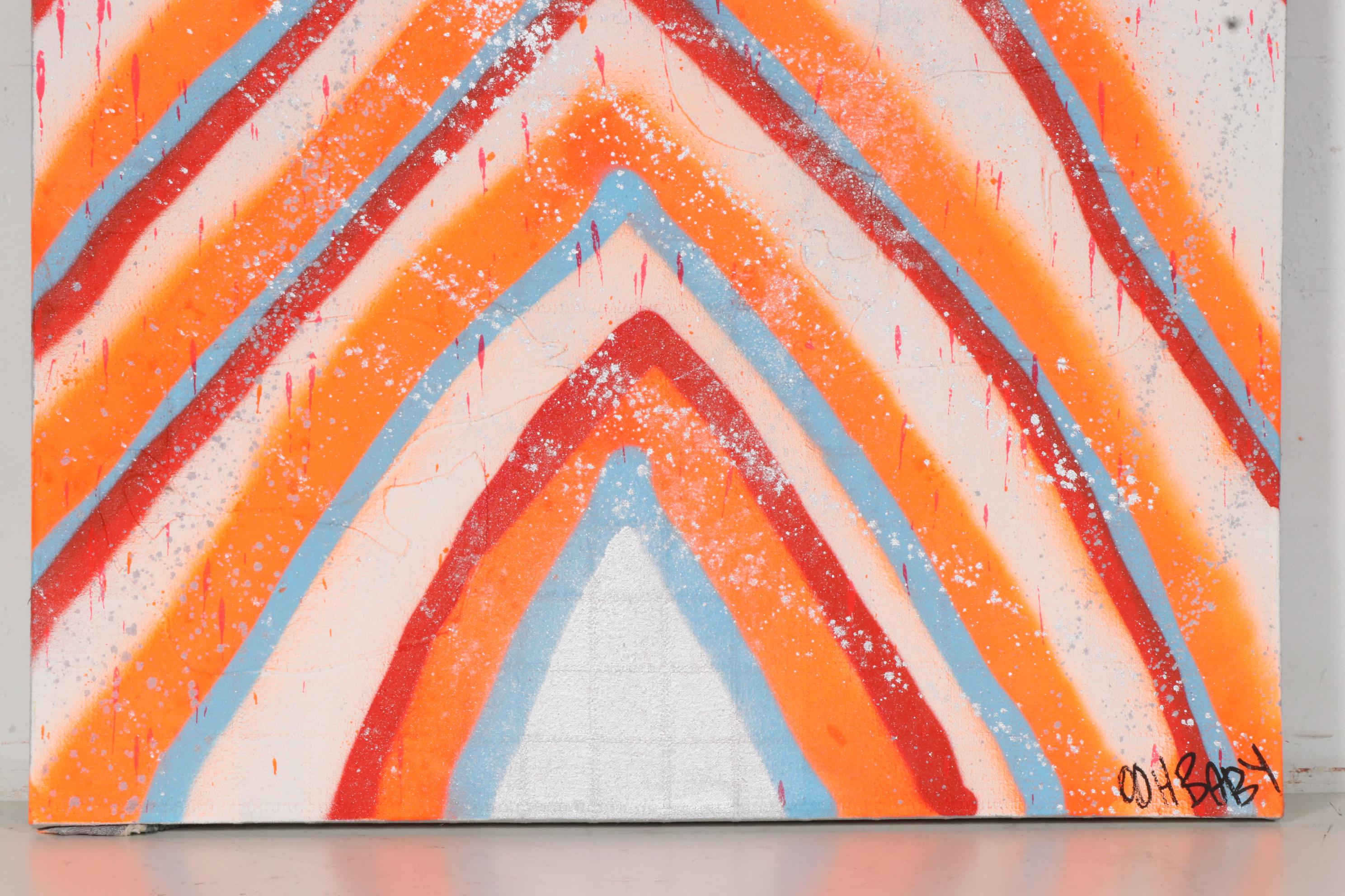 O.O.H.B.A.B.Y. Street Art Acrylic and Gesso Painting of Abstract Composition