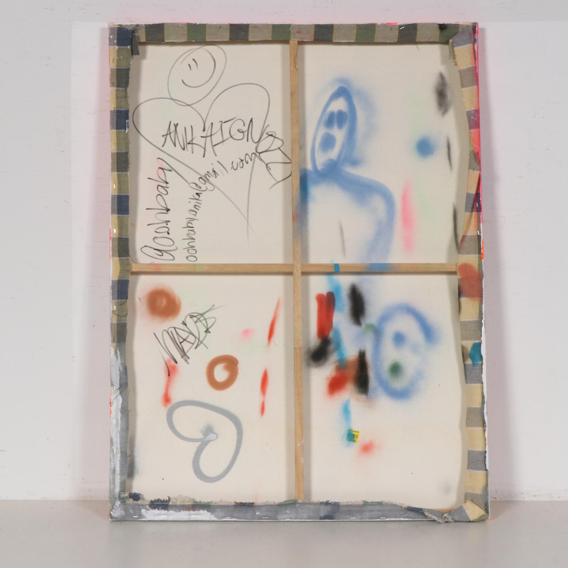 O.O.H.B.A.B.Y. Street Art Acrylic and Gesso Painting of Abstract Composition