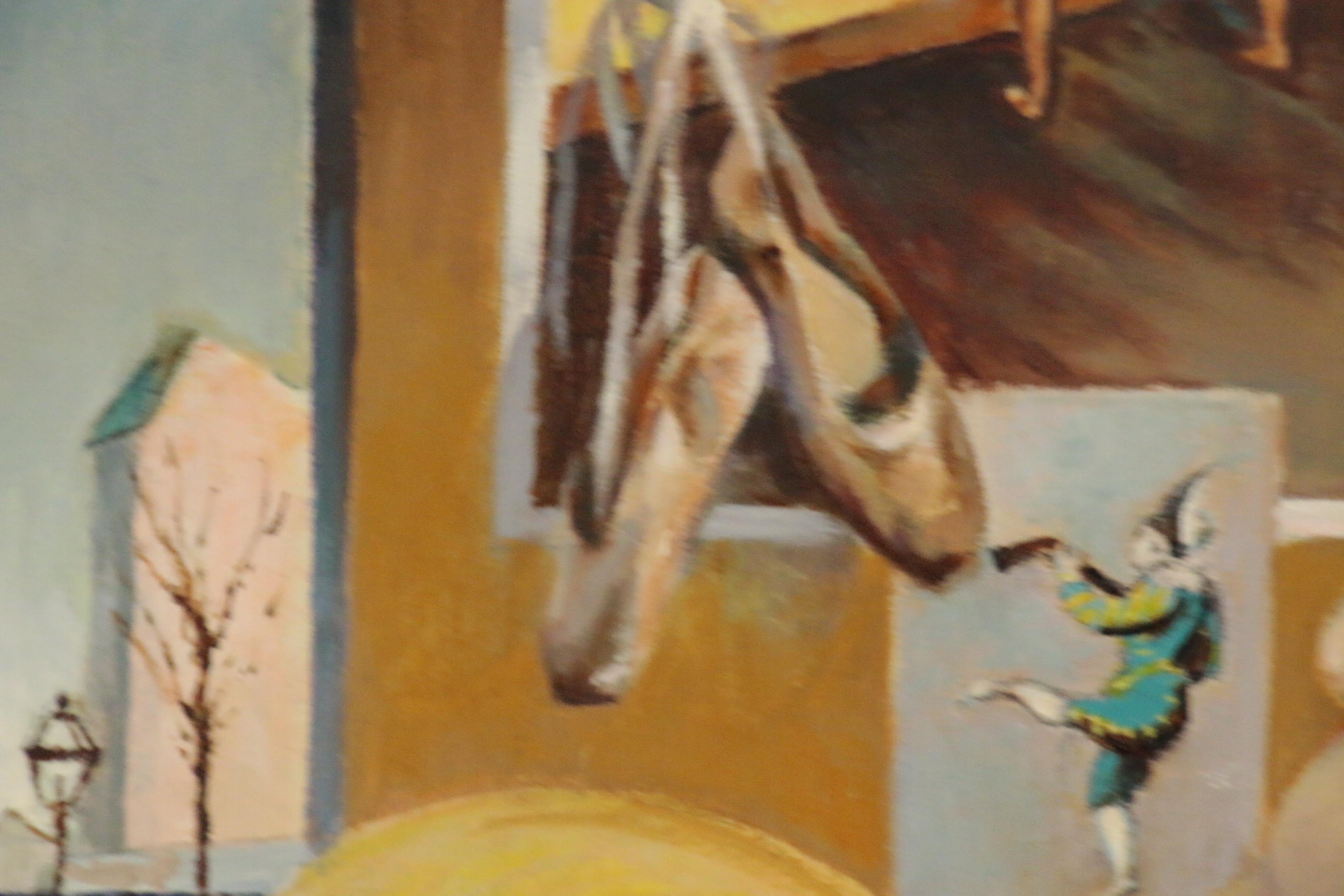 Jacques Zuccaire Figural Oil Painting of Interior with Seated Female Nude