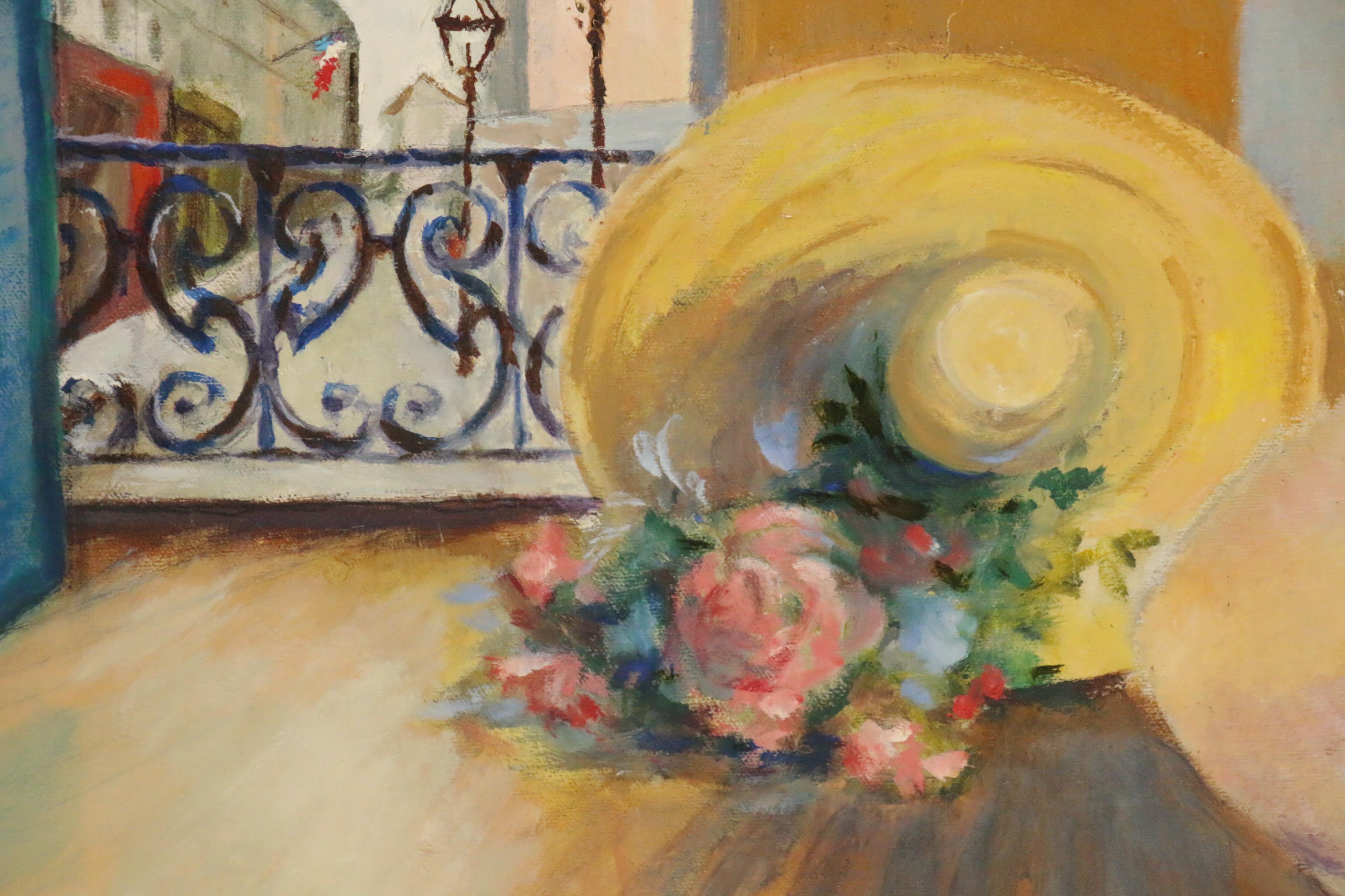 Jacques Zuccaire Figural Oil Painting of Interior with Seated Female Nude