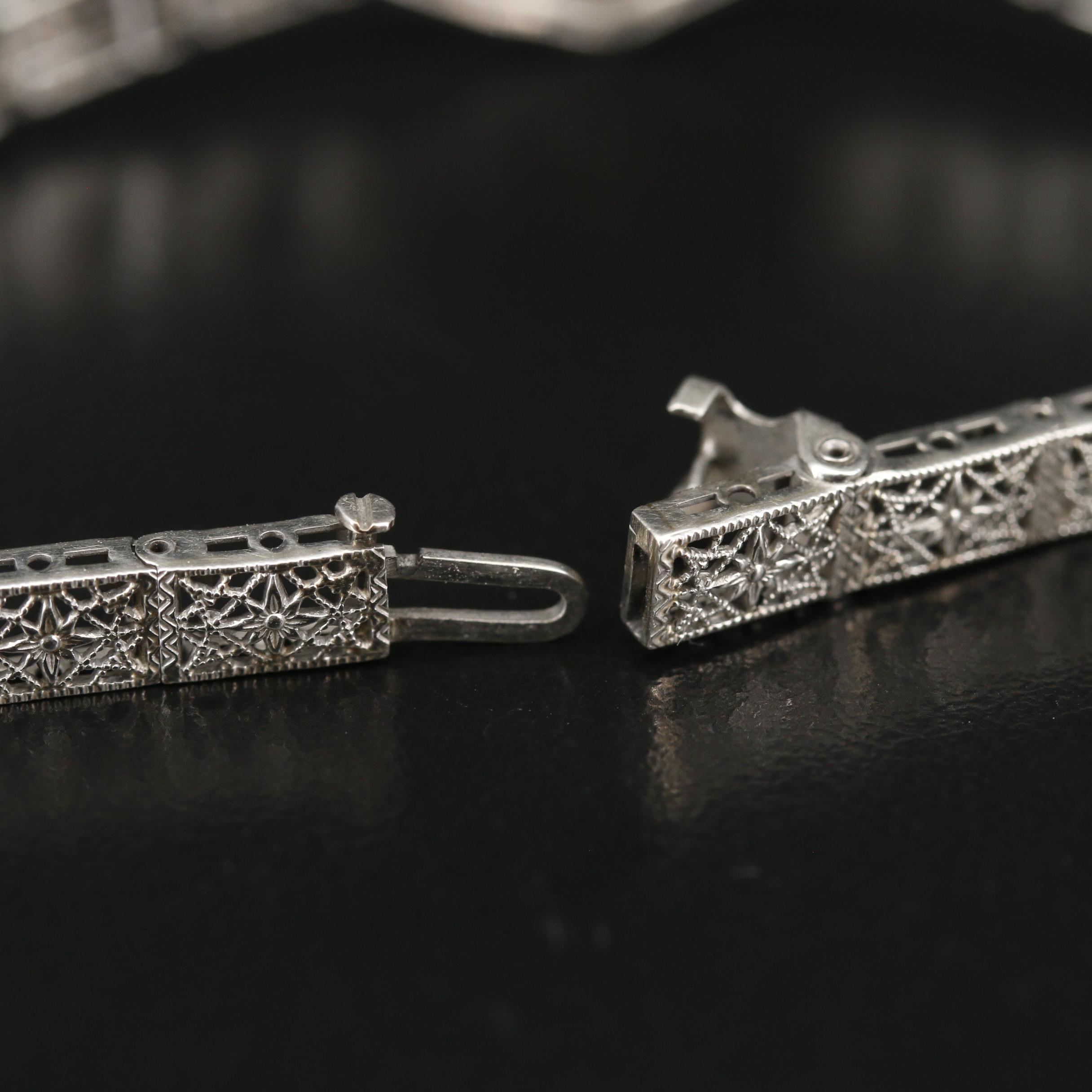 Art Deco 10K Openwork Bracelet with Diamond
