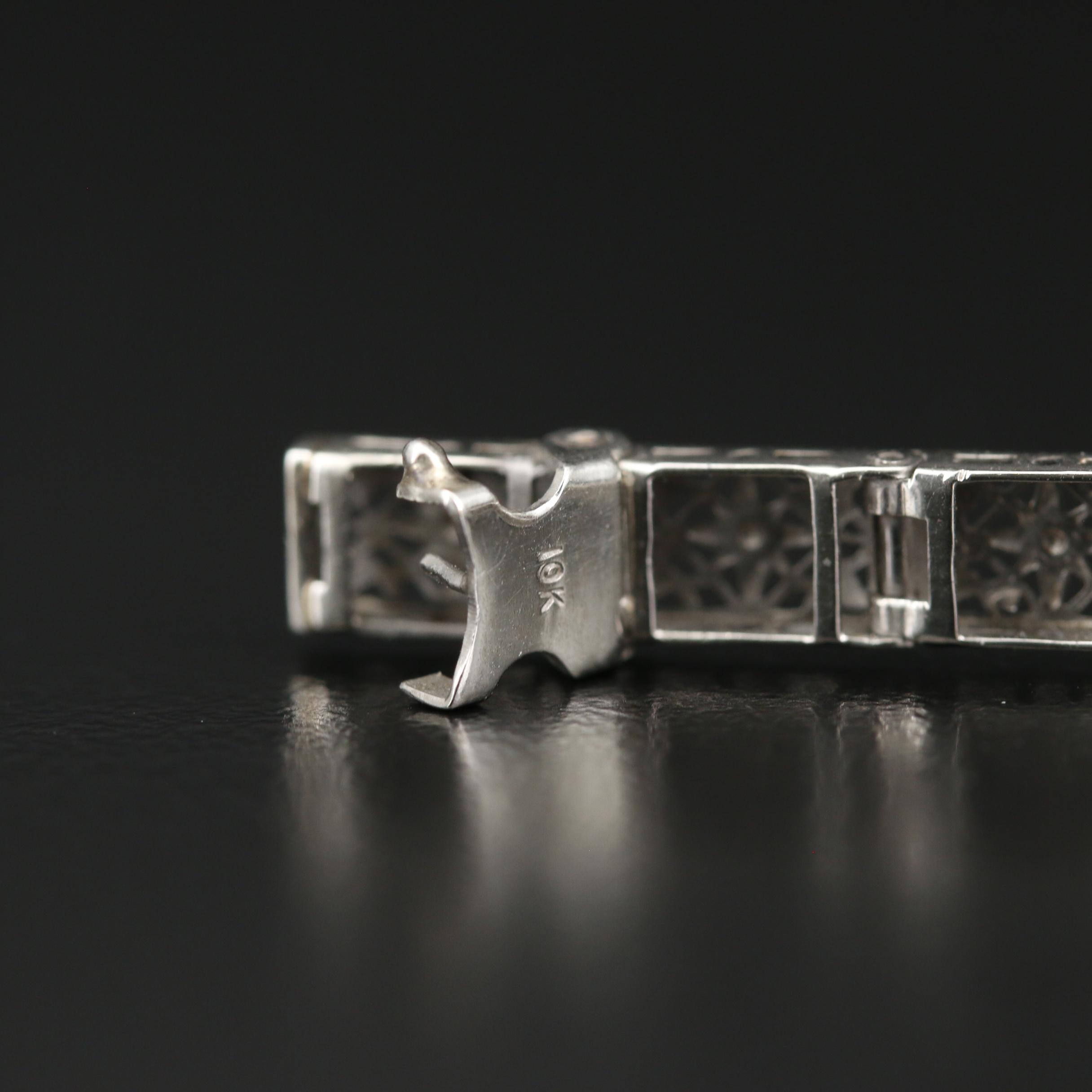Art Deco 10K Openwork Bracelet with Diamond