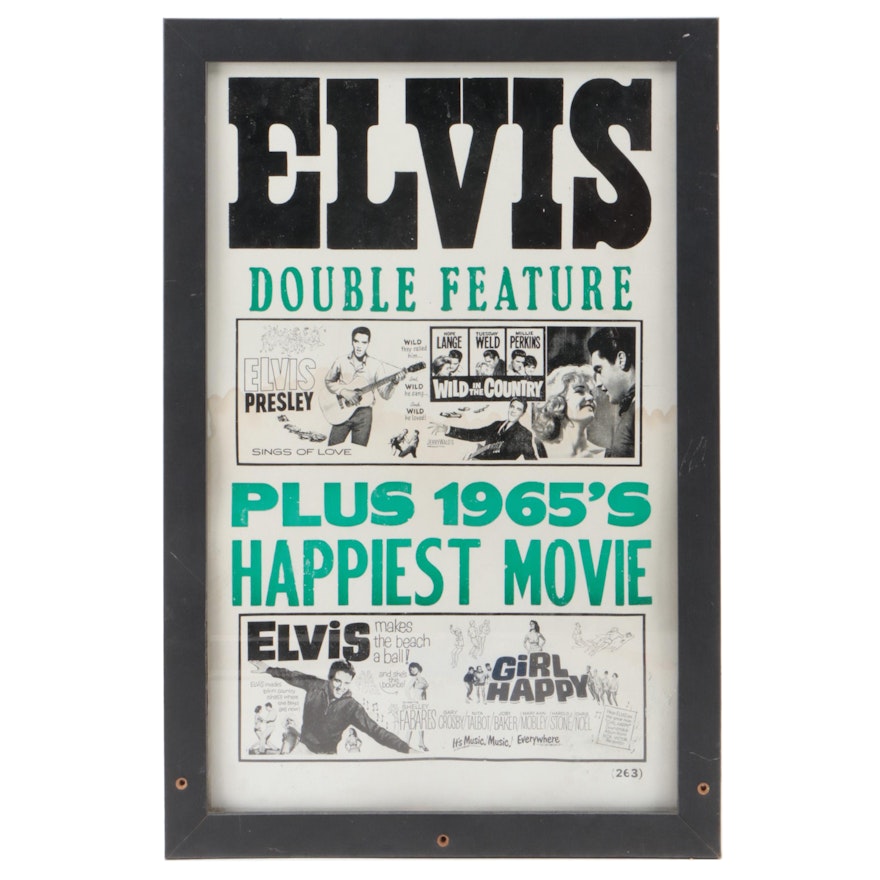 Elvis Presley "Double Feature" Movie Theater Poster, Framed