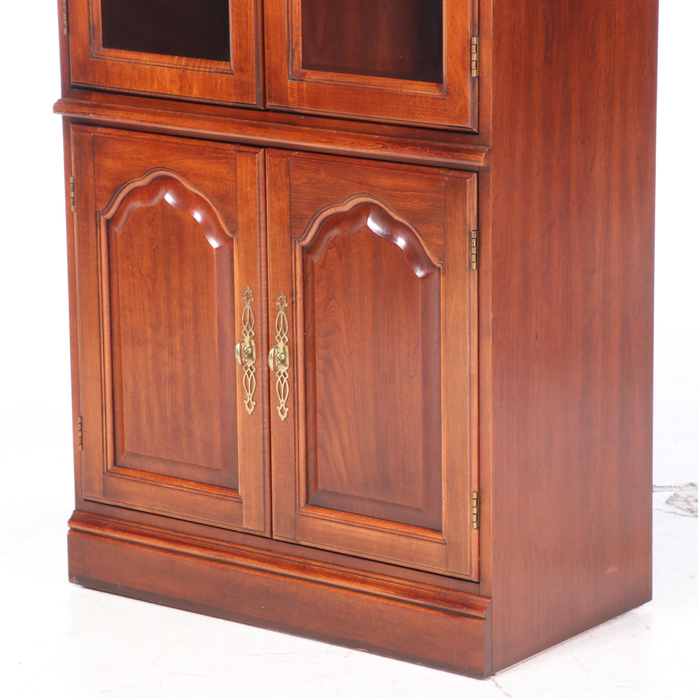 Colonial Style Cherrywood Display Cabinet, Late 20th Century