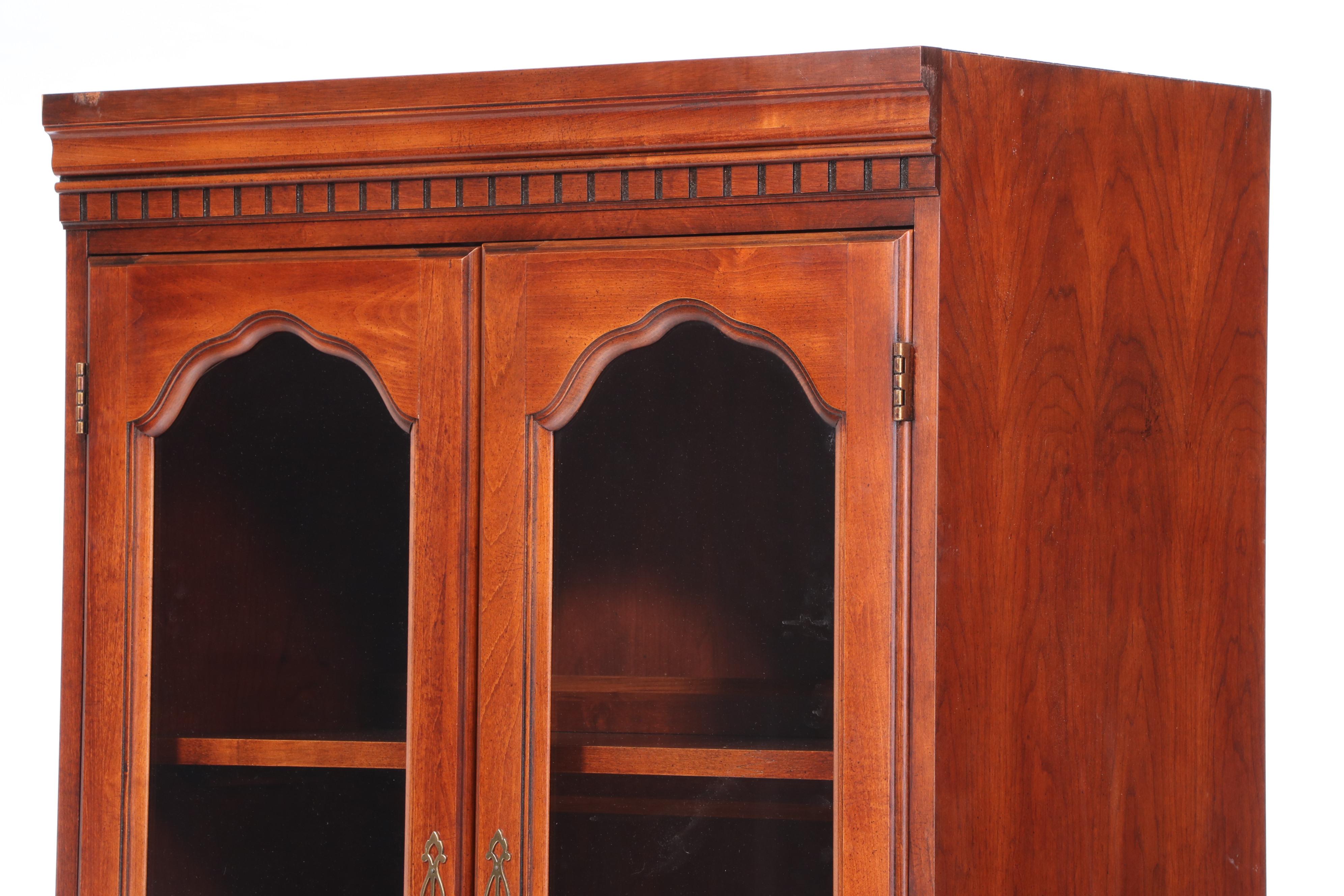 Colonial Style Cherrywood Display Cabinet, Late 20th Century