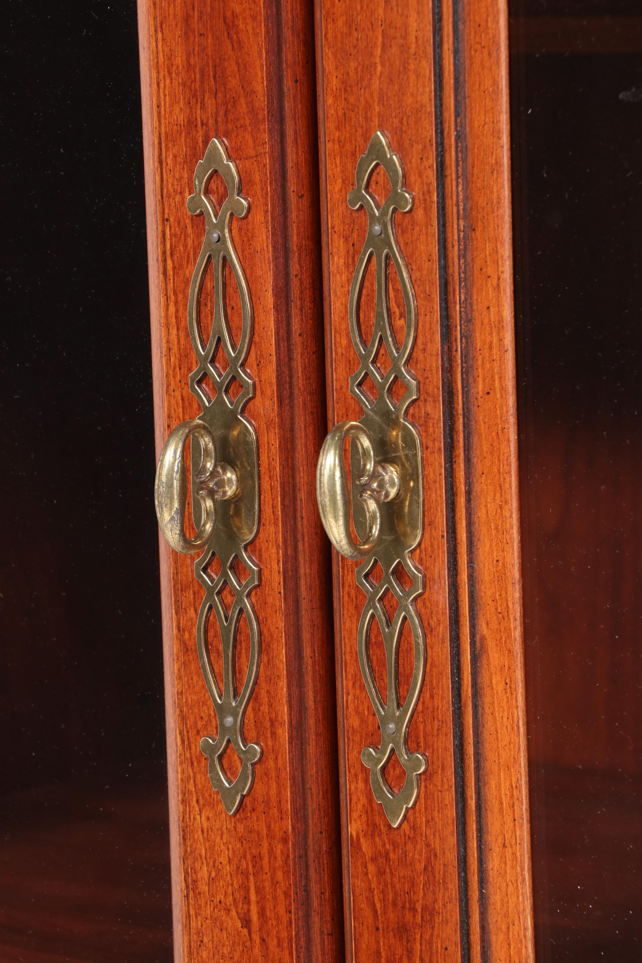 Colonial Style Cherrywood Display Cabinet, Late 20th Century