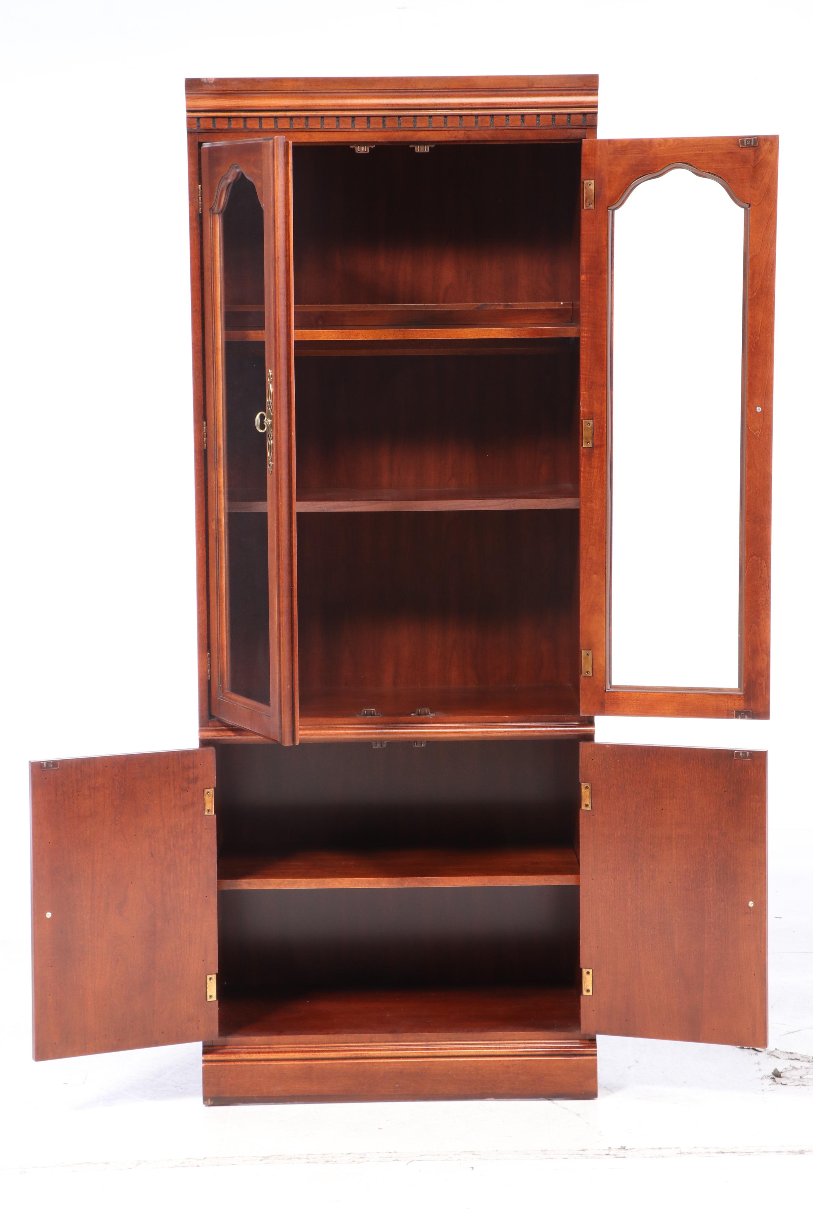 Colonial Style Cherrywood Display Cabinet, Late 20th Century