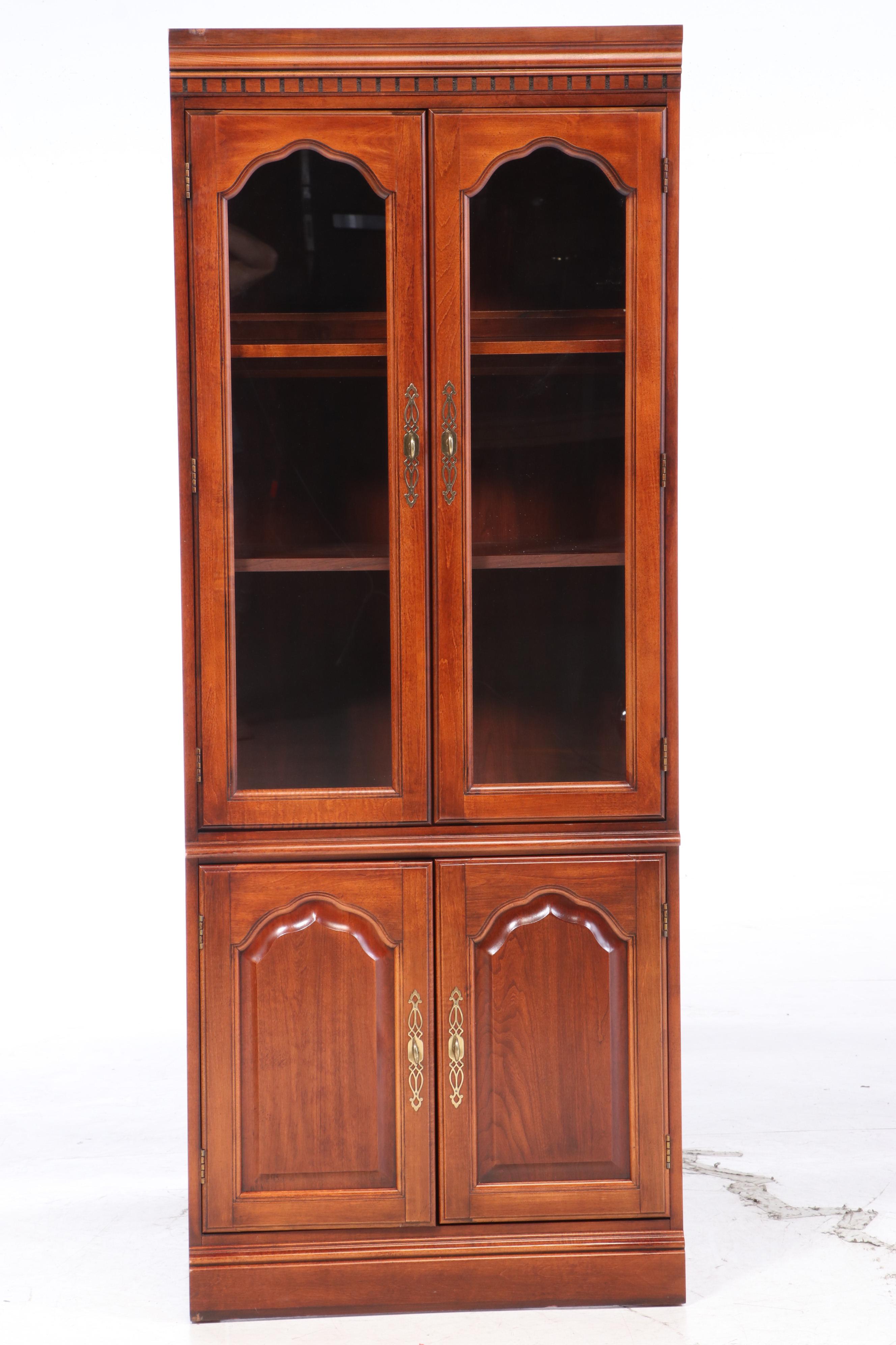 Colonial Style Cherrywood Display Cabinet, Late 20th Century