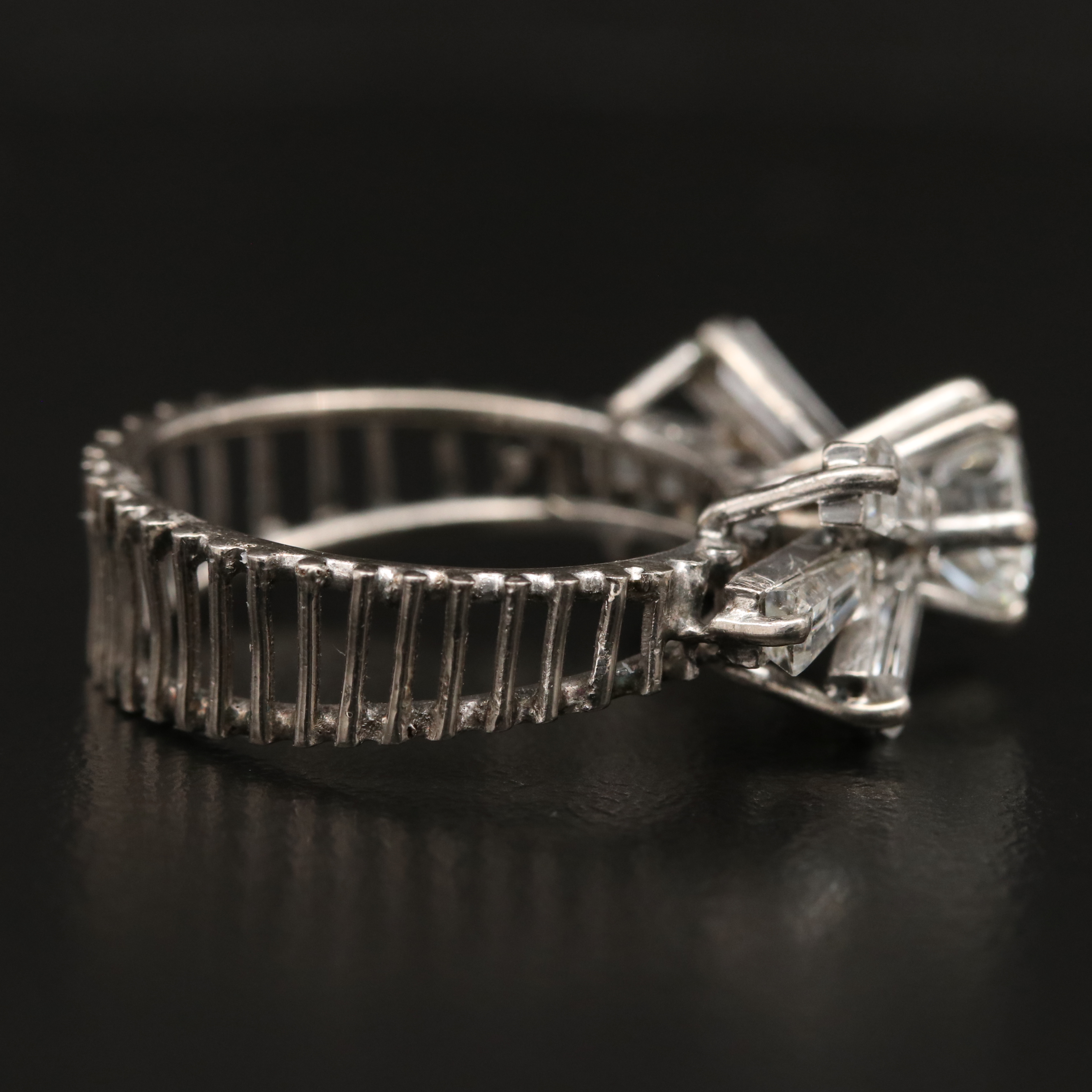 1960s 10K 2.91 CTW Diamond Openwork Ring