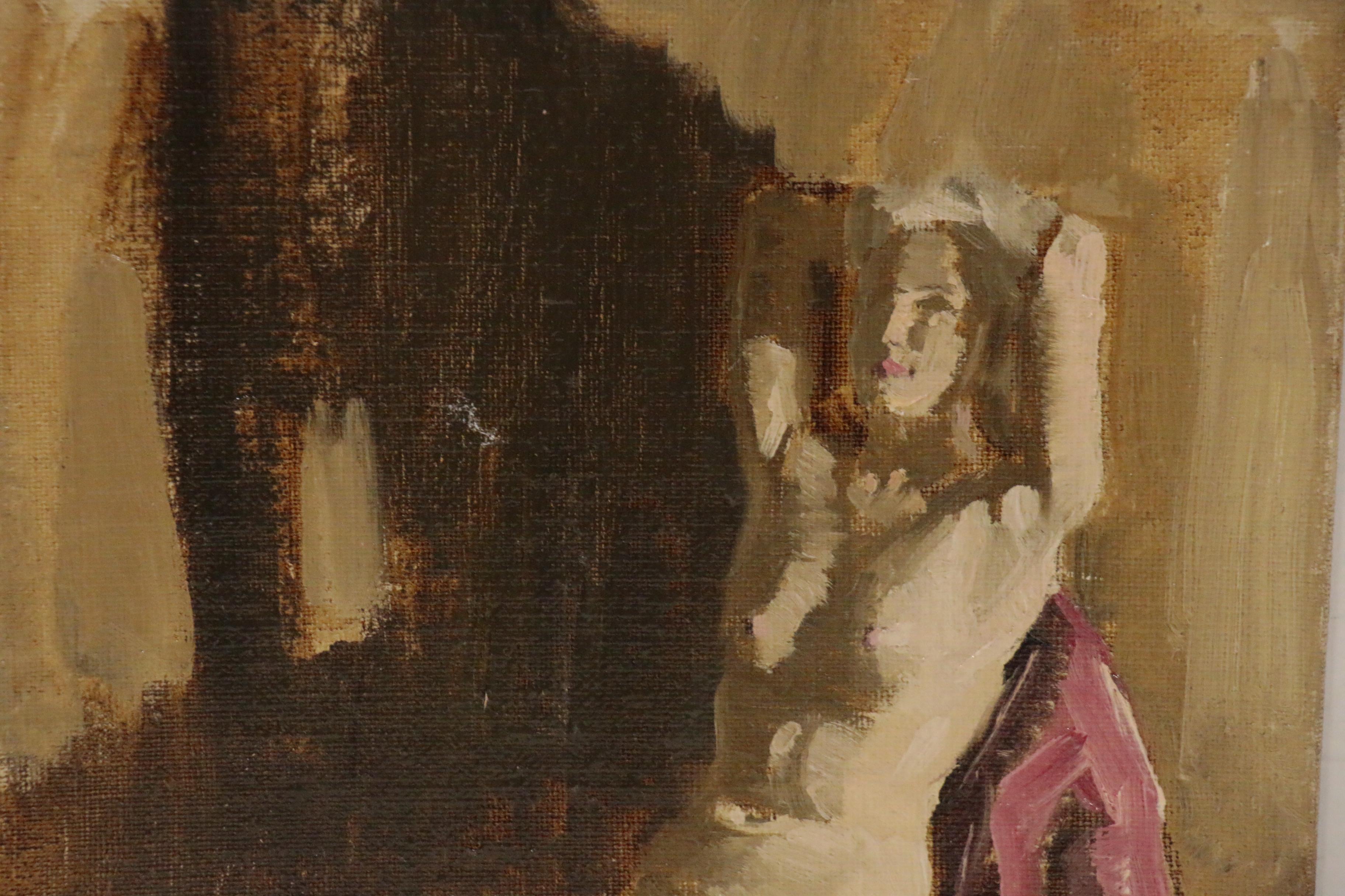 Edmond James Fitzgerald Seated Female Nude Oil Painting, 1984