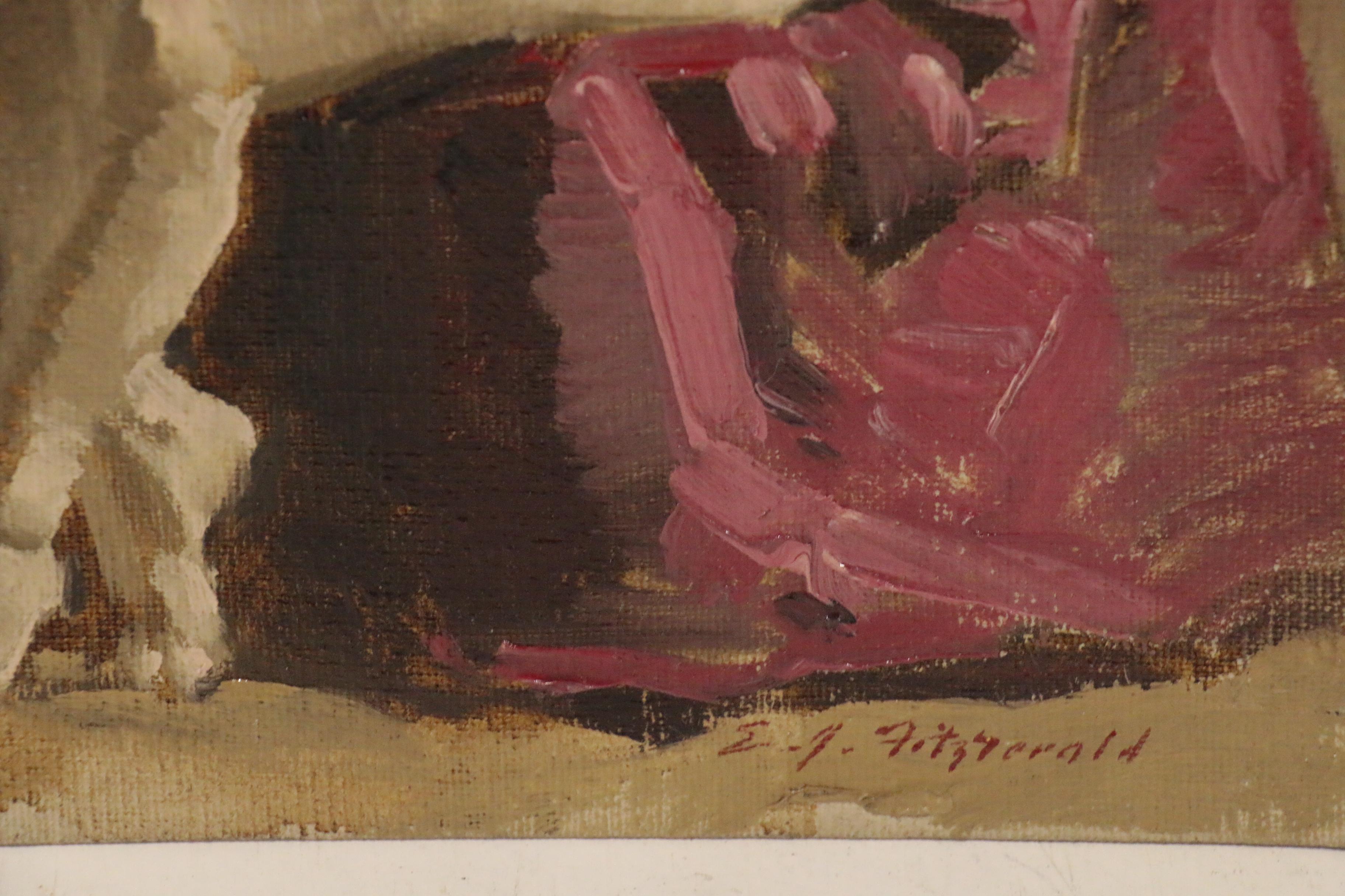 Edmond James Fitzgerald Seated Female Nude Oil Painting, 1984