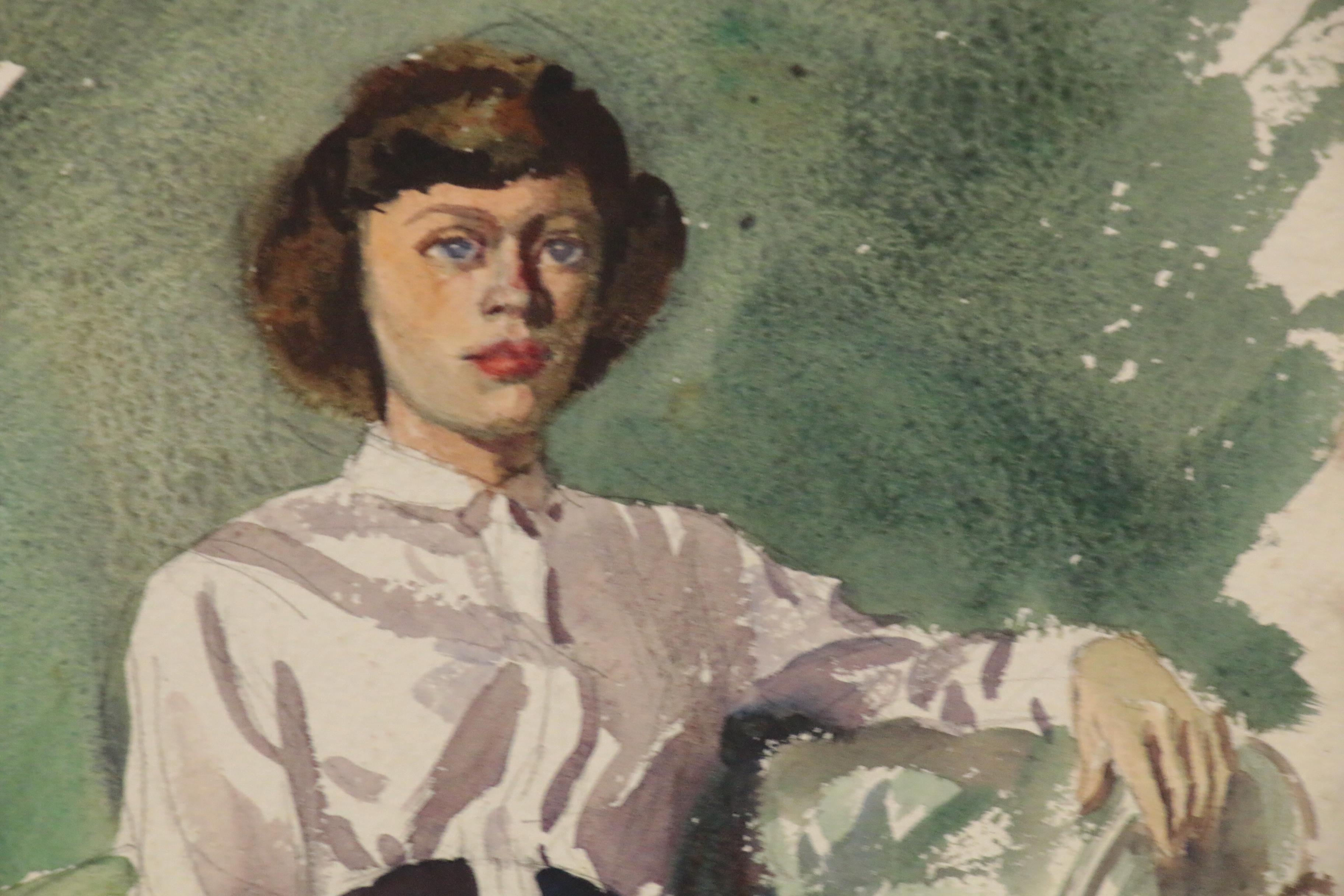 Edmond James Fitzgerald Double-Sided Portrait Watercolor Painting