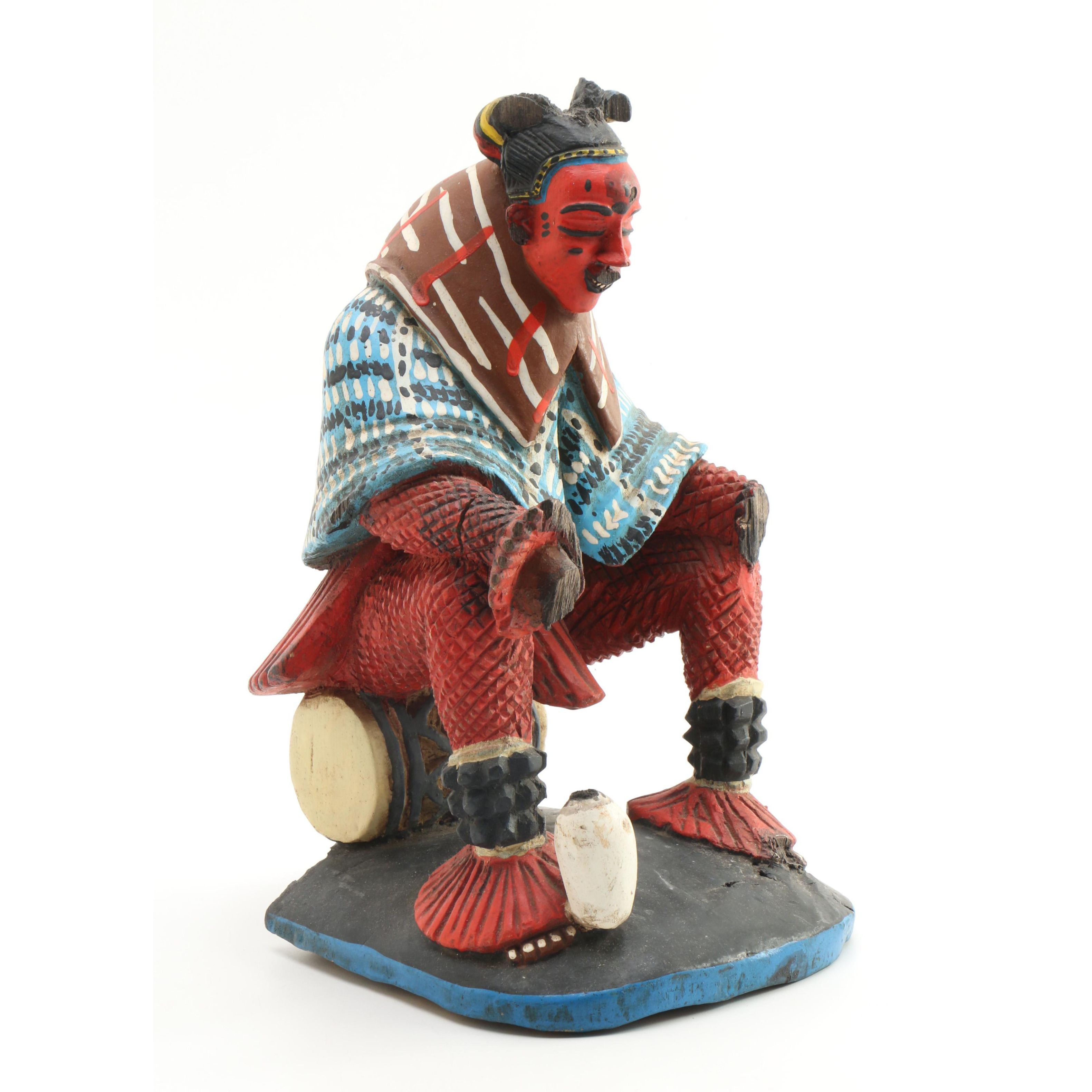 Japanese Seitaka Doji Hand-Painted Wooden Sculpture, 21st Century