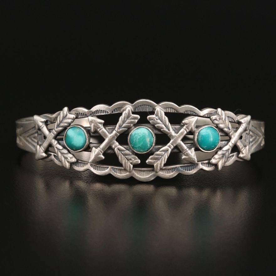 Western Style Sterling Silver Turquoise Cuff Bracelet