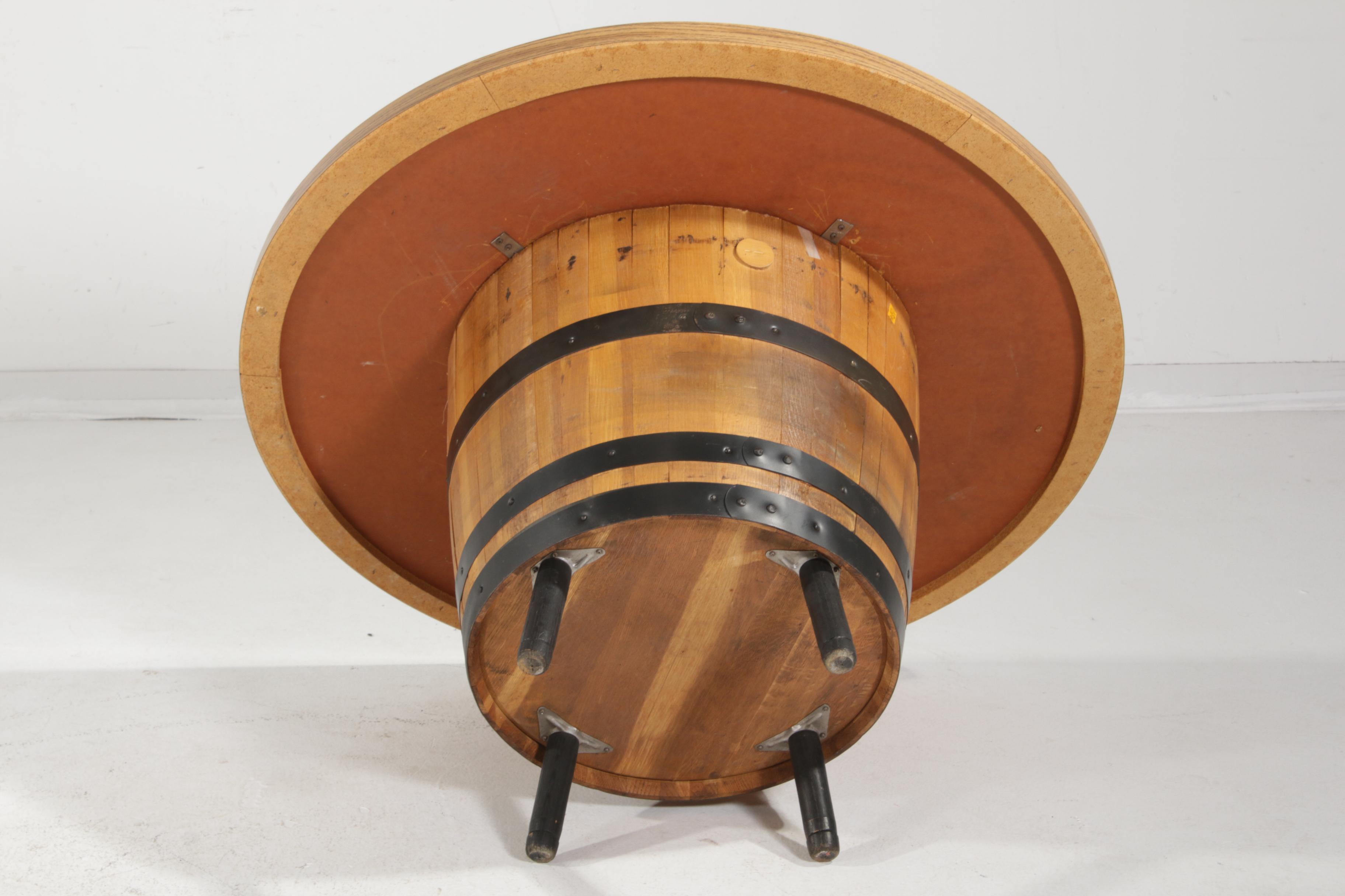 Whiskey Barrel Game Table and Chairs, Late 20th Century