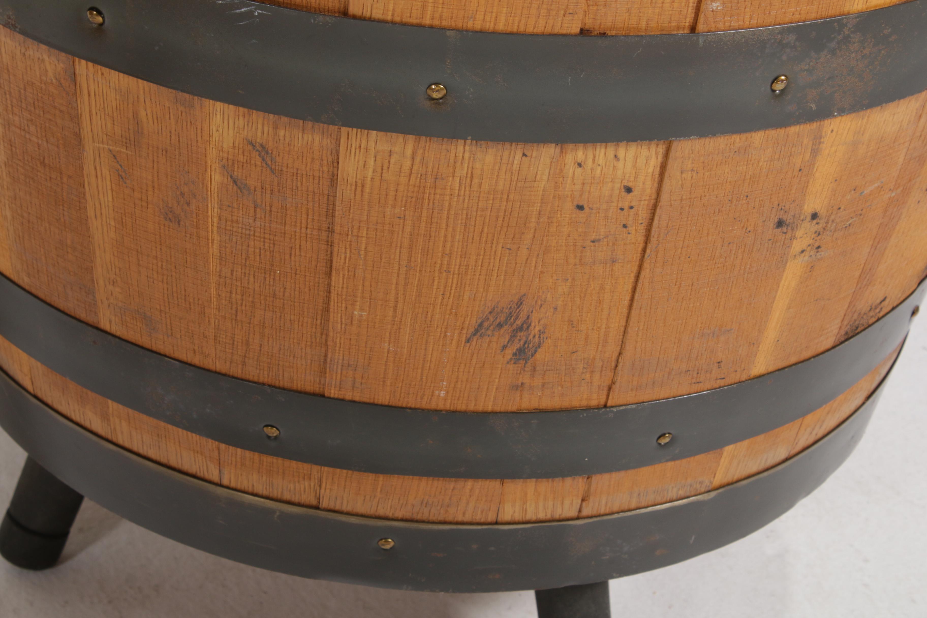 Whiskey Barrel Game Table and Chairs, Late 20th Century