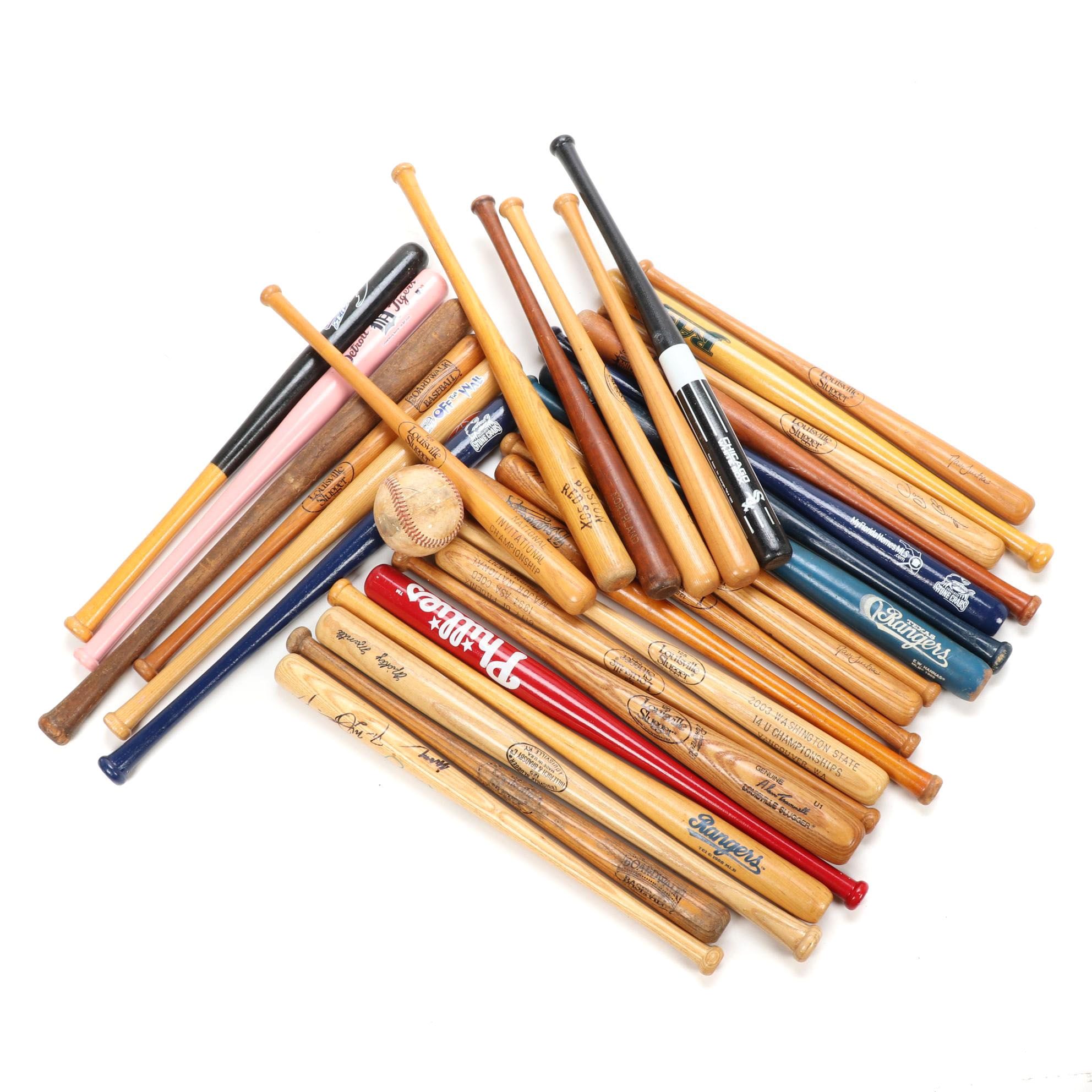 Souvenir Baseball Bats Including Louisville Slugger, Some Autographed