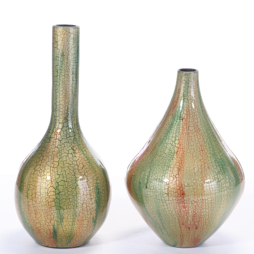 Ceramic "Spectra" Vases with Crackle Finish