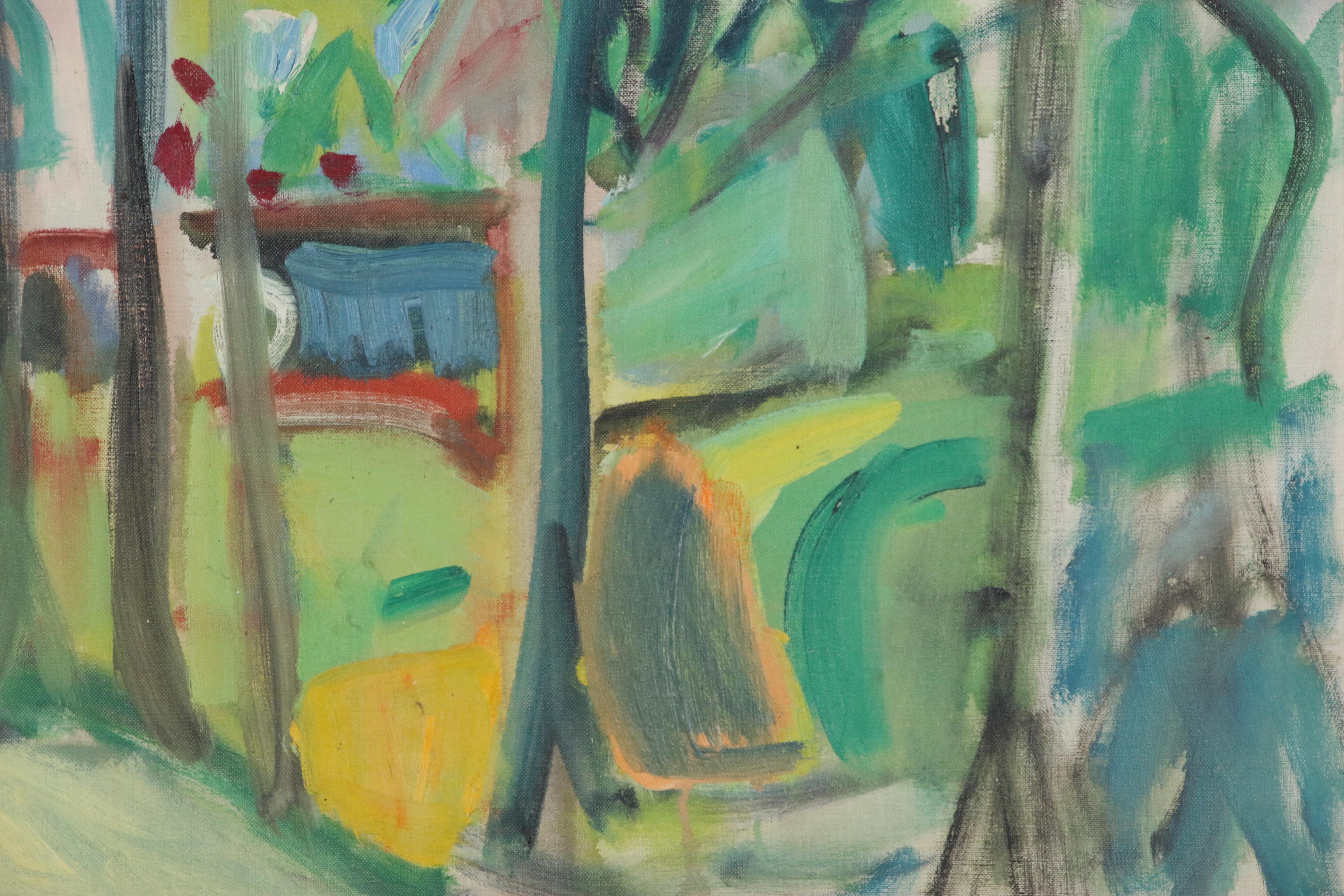 Marilyn Powers Oil Painting of Modernist Landscape with House