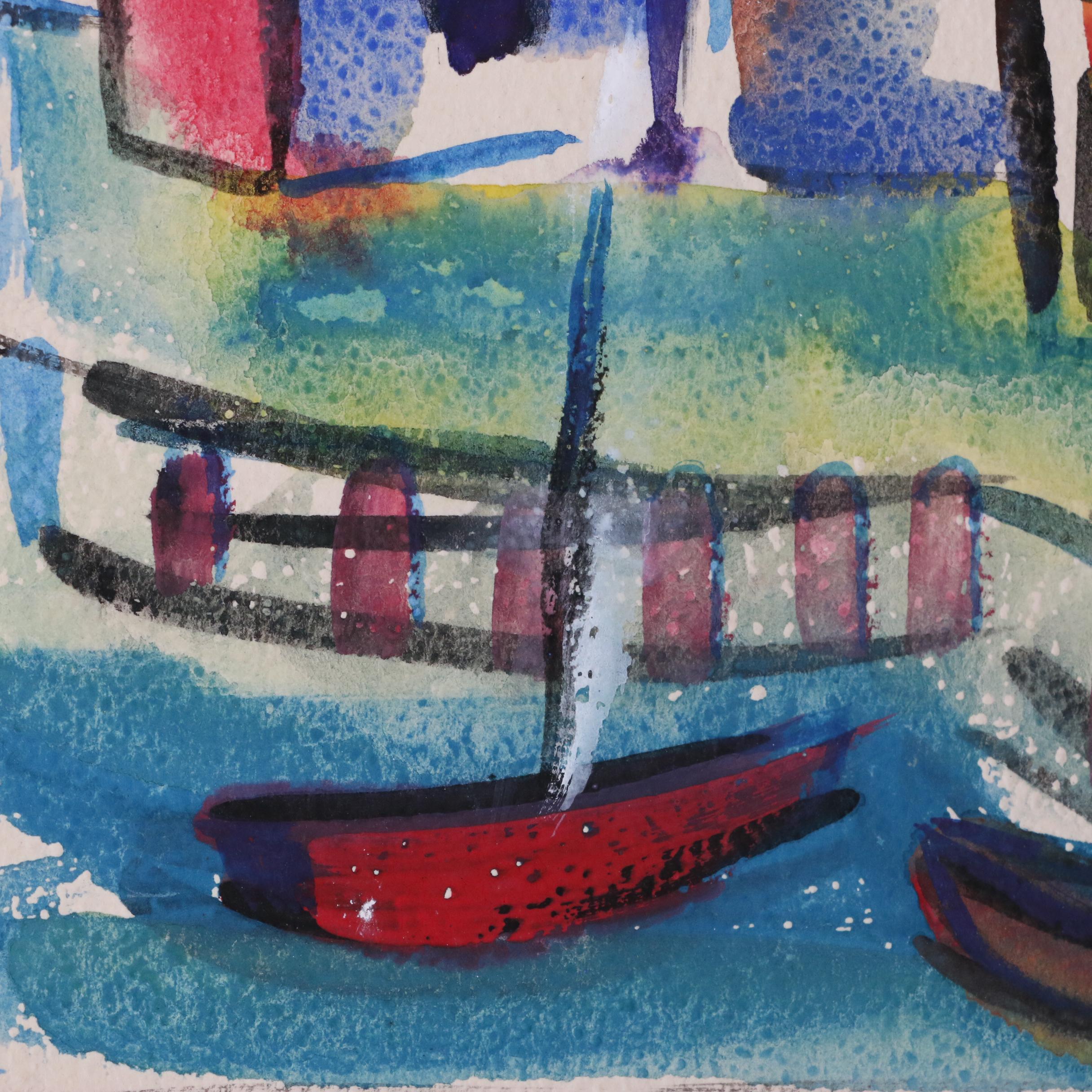 Helen Malta Abstract Cityscape Watercolor, circa 1940