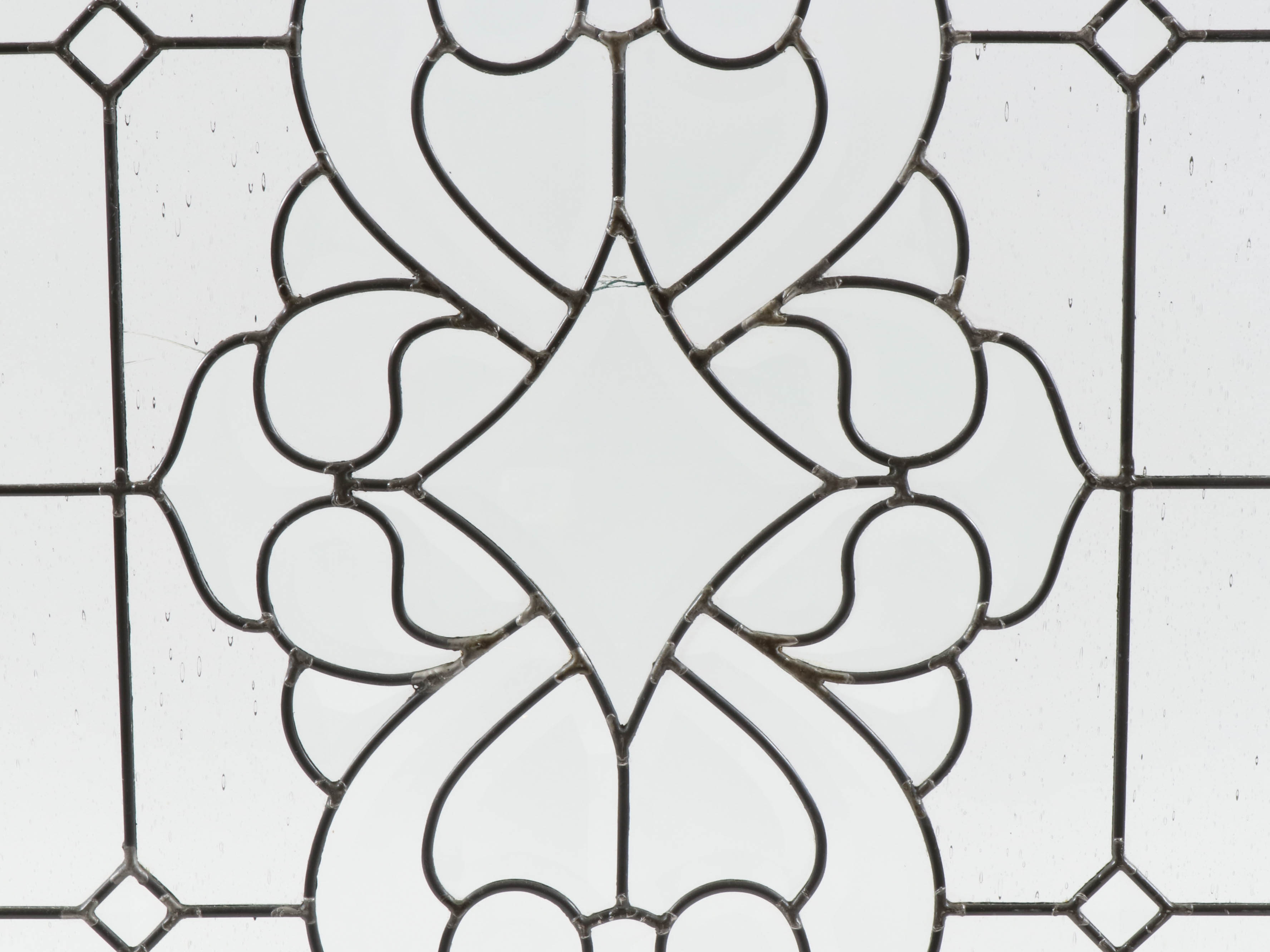 Leaded Beveled-Glass Folding Fireplace Screen