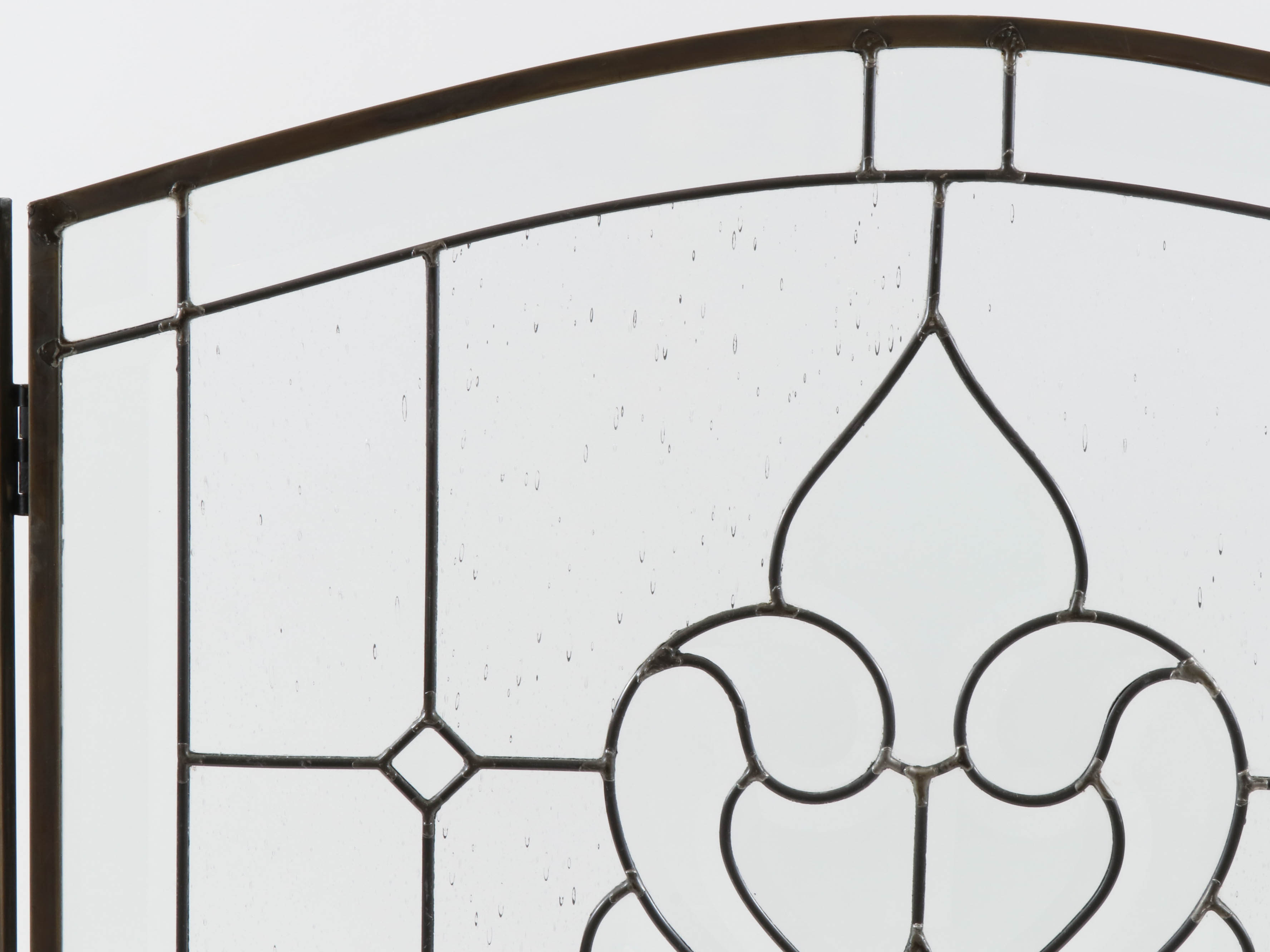 Leaded Beveled-Glass Folding Fireplace Screen