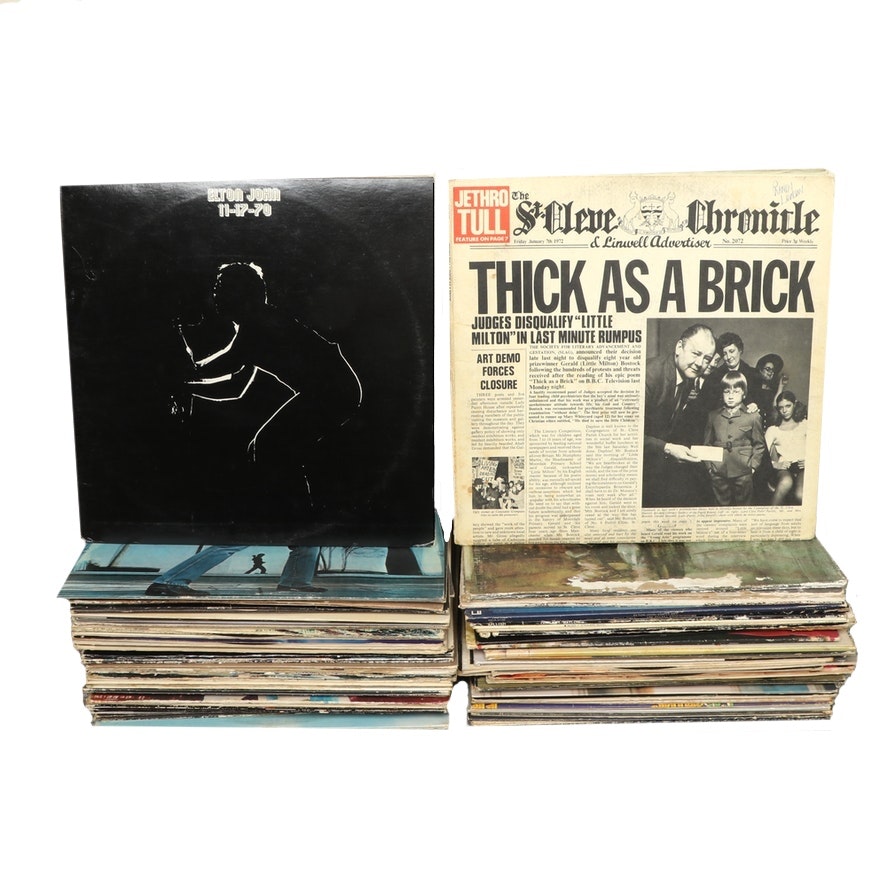 70-80s Rock Vinyl LP Records Featuring Jethro Tull "Thick as a Brick"