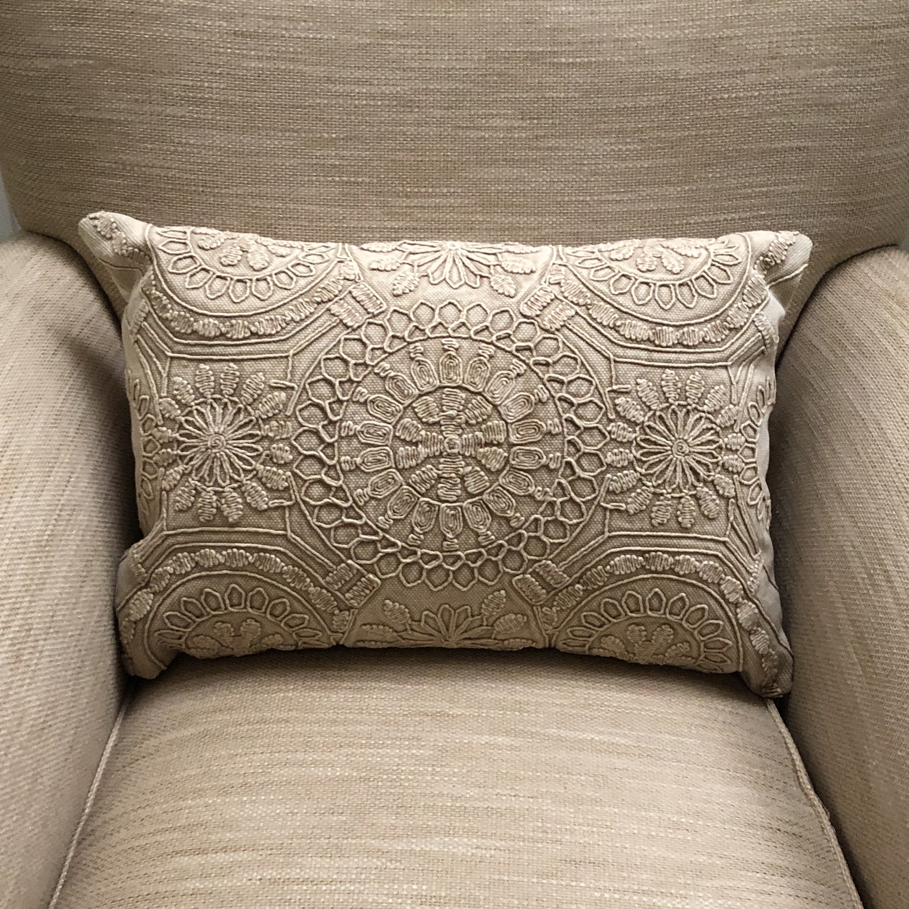 Arhaus Camden Collection "The Gavin Motion Chair" Swivel Lounge Chair and Pillow